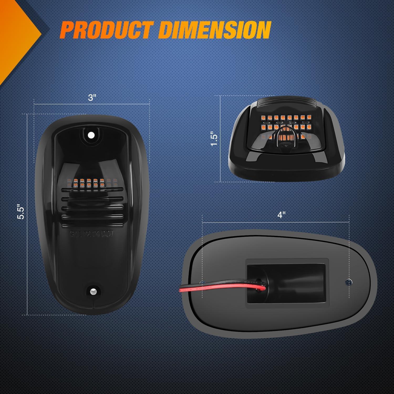 imageNilight 4PCS 39 Inch 3 Led Truck Trailer Light Front Rear LED Side Marker Lights Clearance Indicator Lamp Waterproof Sealed Surface Mounted LED Marker LightSmoked Amber Dodge Ram 20032018