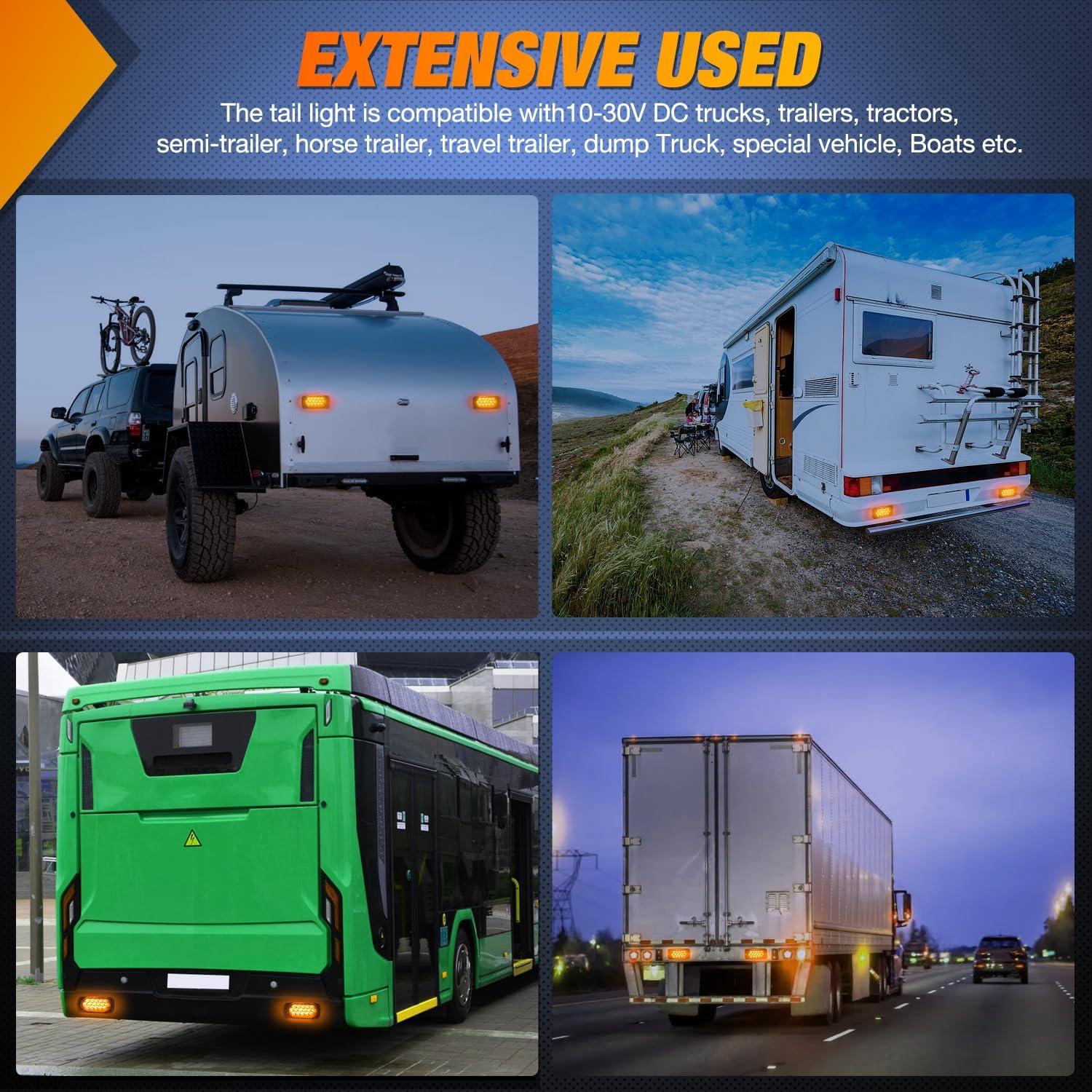 imageNilight 4PCS 6quot Oval LED Trailer Tail Lights 4PCS 10 LED wFlush Mount Grommets Plugs ReverseBack Up Trailer Lights for RV Truck Jeep44Inch Amber 2Pcs