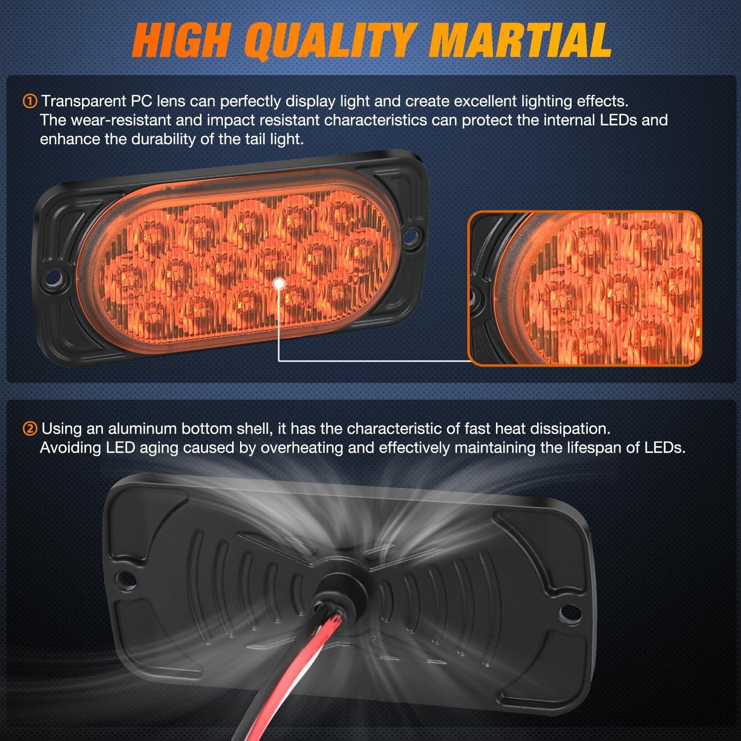 imageNilight 4PCS 6quot Oval LED Trailer Tail Lights 4PCS 10 LED wFlush Mount Grommets Plugs ReverseBack Up Trailer Lights for RV Truck Jeep44Inch Amber 2Pcs