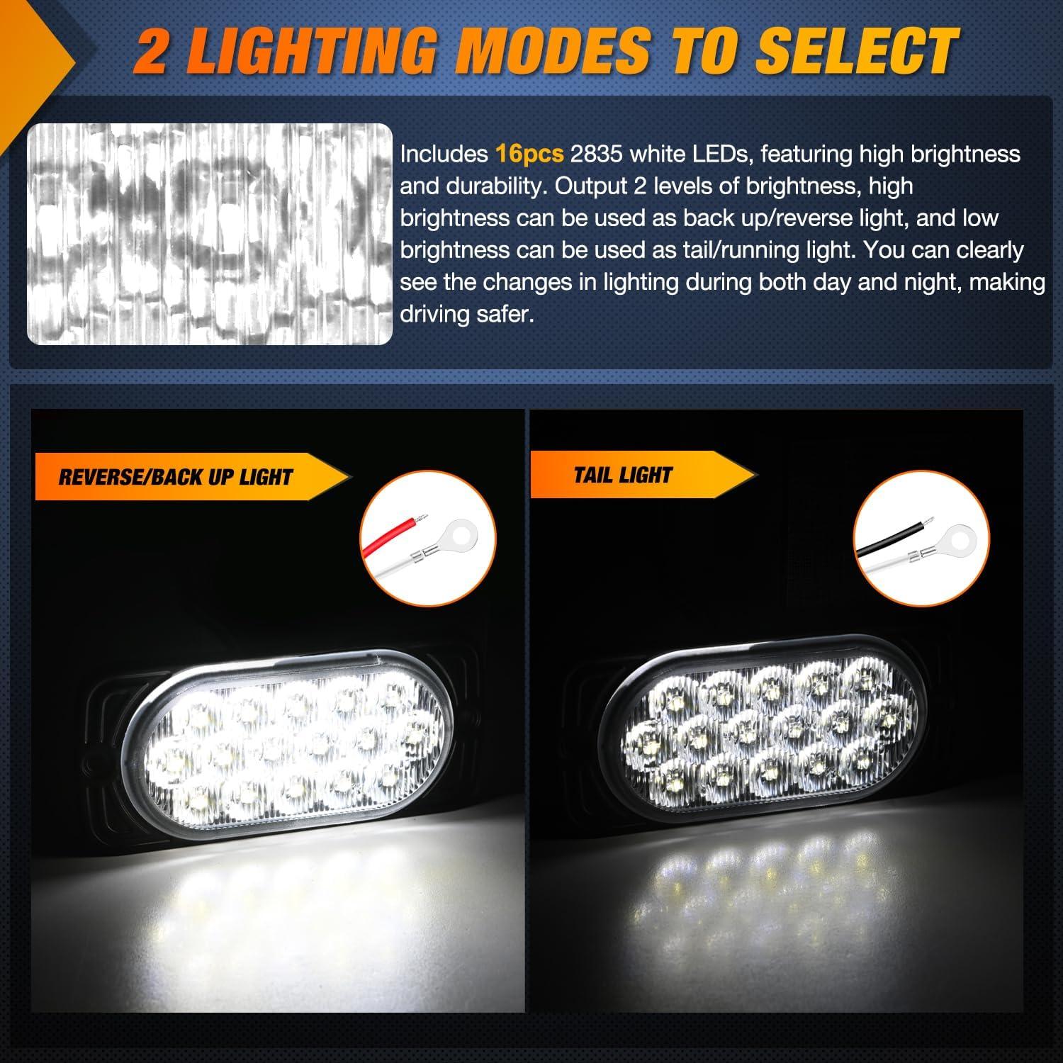 imageNilight 4PCS 6quot Oval LED Trailer Tail Lights 4PCS 10 LED wFlush Mount Grommets Plugs ReverseBack Up Trailer Lights for RV Truck Jeep44Inch White 2Pcs