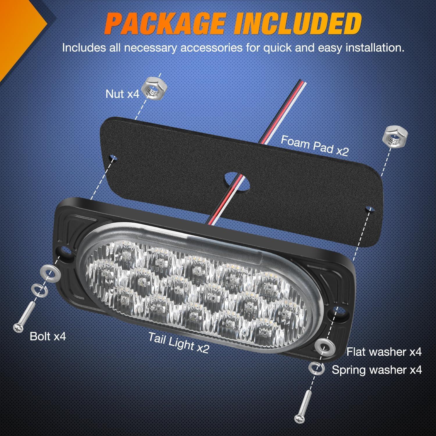 imageNilight 4PCS 6quot Oval LED Trailer Tail Lights 4PCS 10 LED wFlush Mount Grommets Plugs ReverseBack Up Trailer Lights for RV Truck Jeep44Inch White 2Pcs