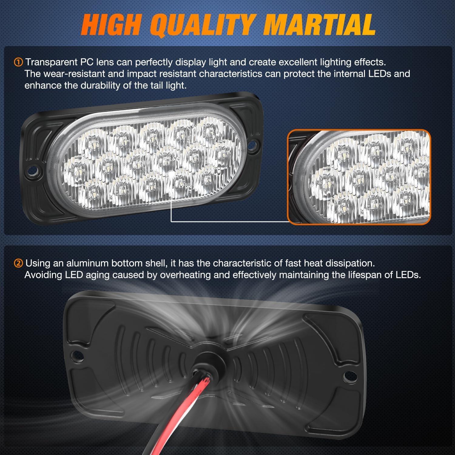 imageNilight 4PCS 6quot Oval LED Trailer Tail Lights 4PCS 10 LED wFlush Mount Grommets Plugs ReverseBack Up Trailer Lights for RV Truck Jeep44Inch White 2Pcs