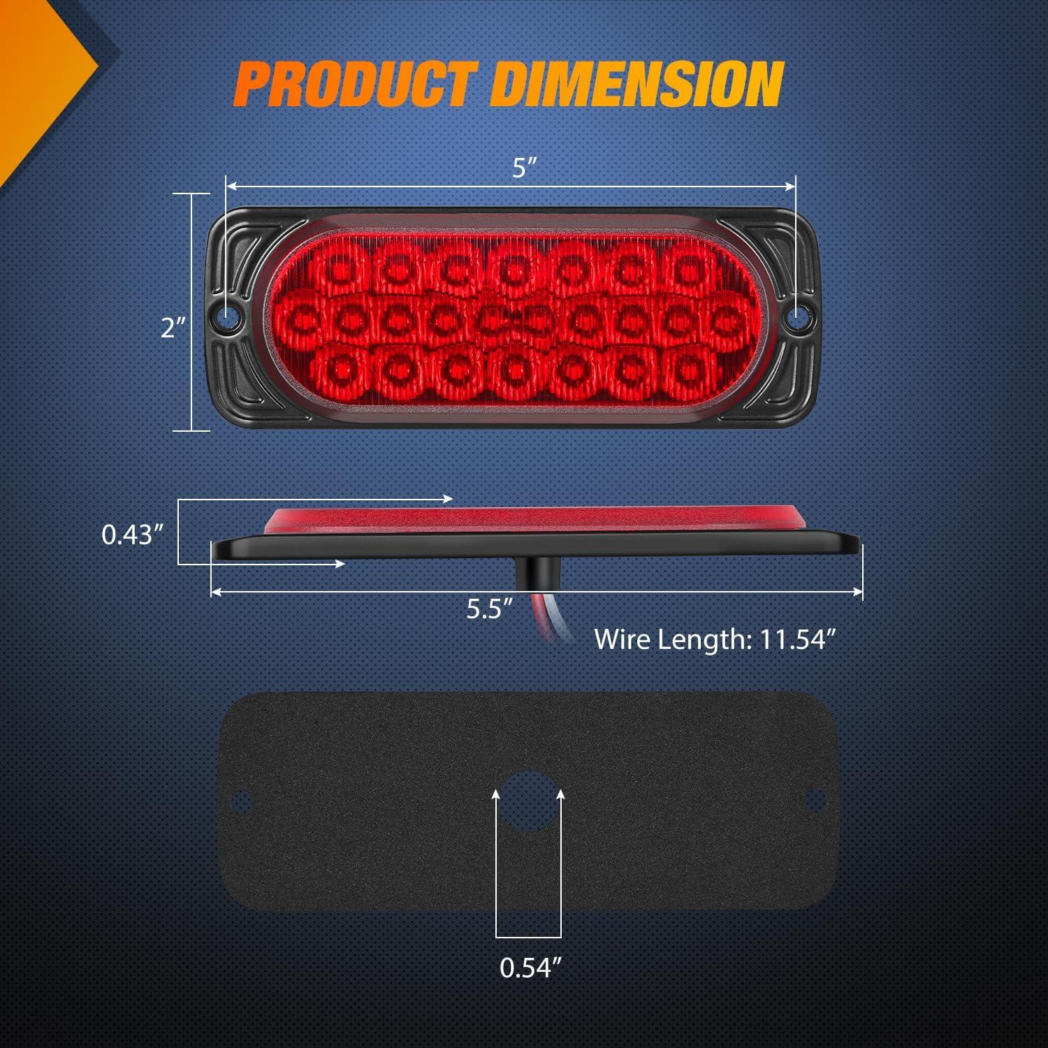 imageNilight 4PCS 6quot Oval LED Trailer Tail Lights 4PCS 10 LED wFlush Mount Grommets Plugs ReverseBack Up Trailer Lights for RV Truck Jeep55Inch Red 2Pcs