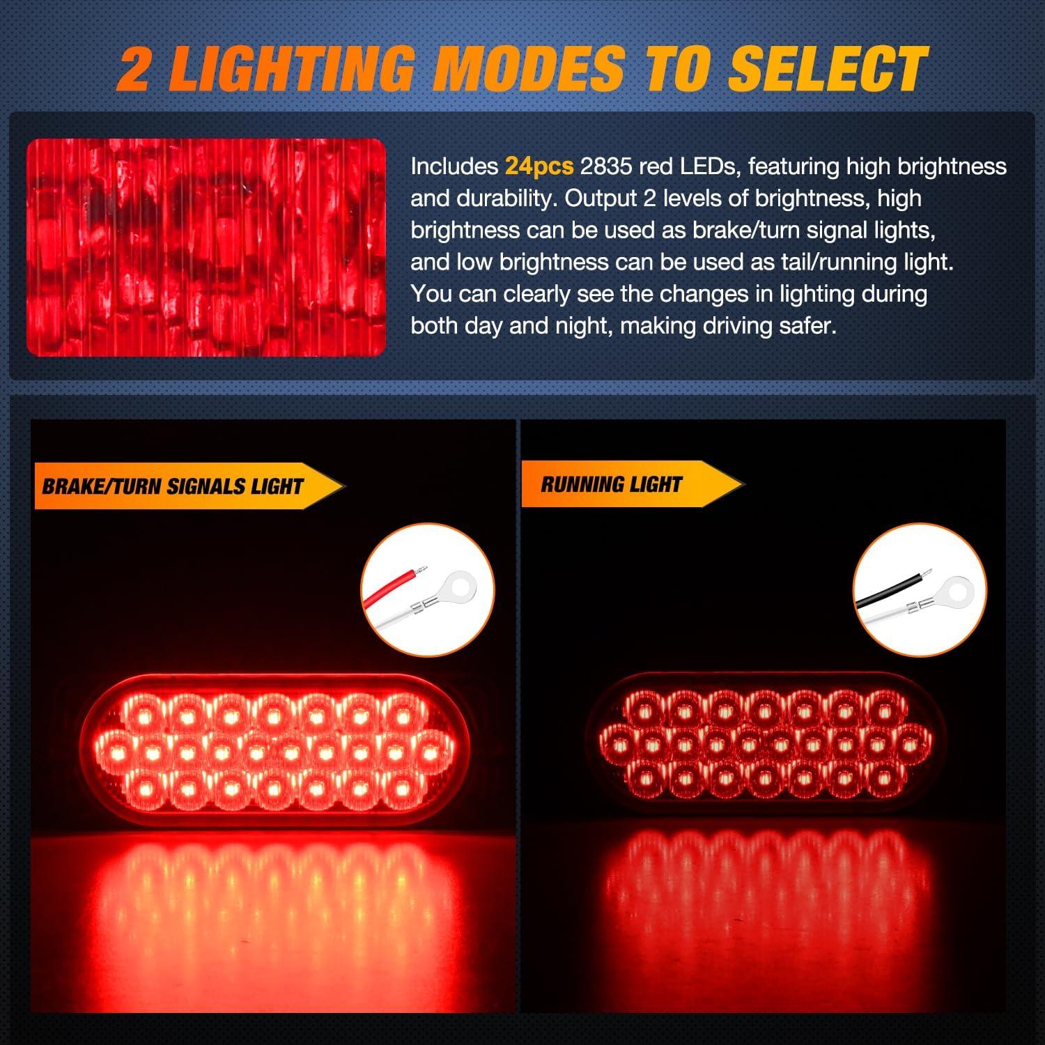 imageNilight 4PCS 6quot Oval LED Trailer Tail Lights 4PCS 10 LED wFlush Mount Grommets Plugs ReverseBack Up Trailer Lights for RV Truck Jeep55Inch Red 2Pcs