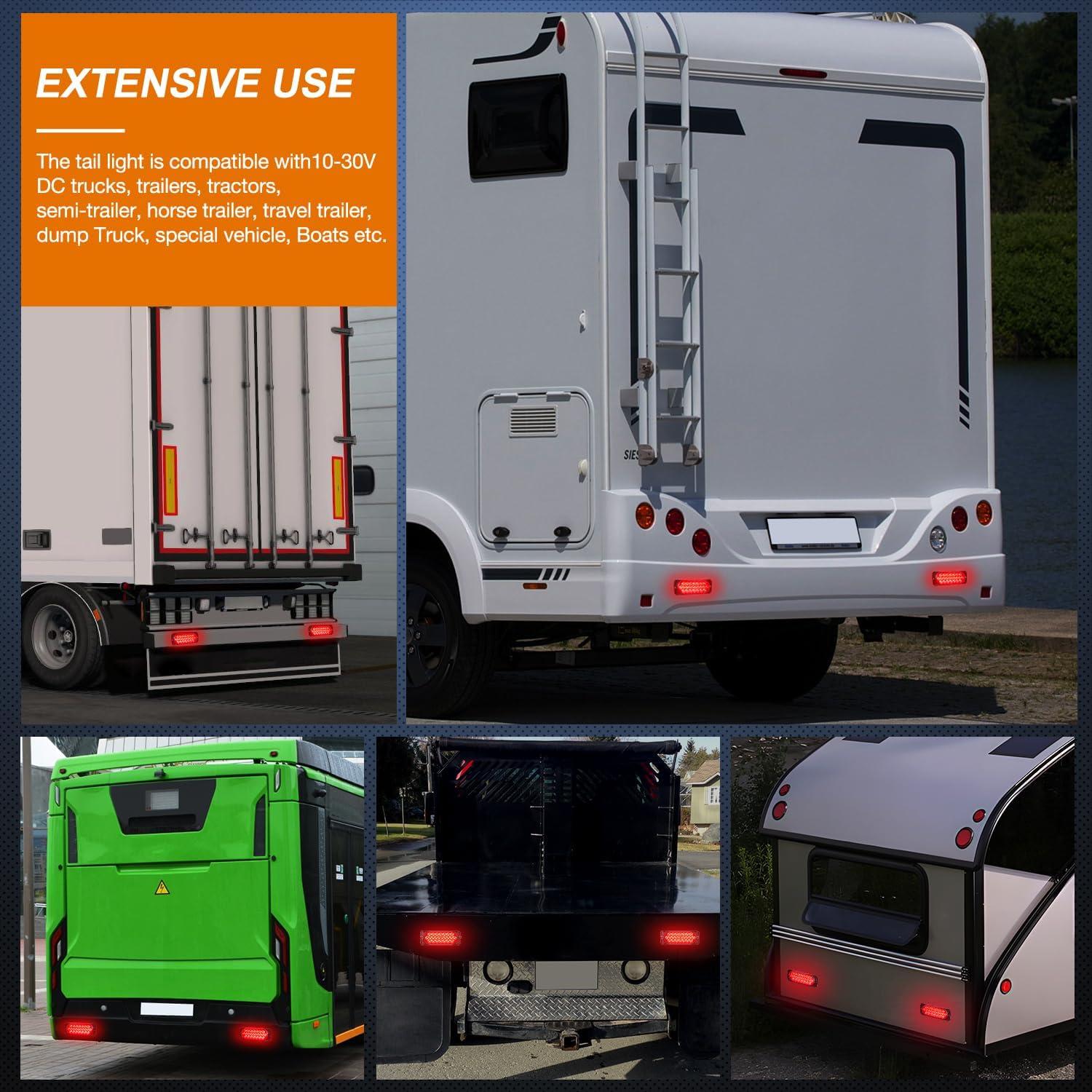 imageNilight 4PCS 6quot Oval LED Trailer Tail Lights 4PCS 10 LED wFlush Mount Grommets Plugs ReverseBack Up Trailer Lights for RV Truck Jeep55Inch Red 2Pcs