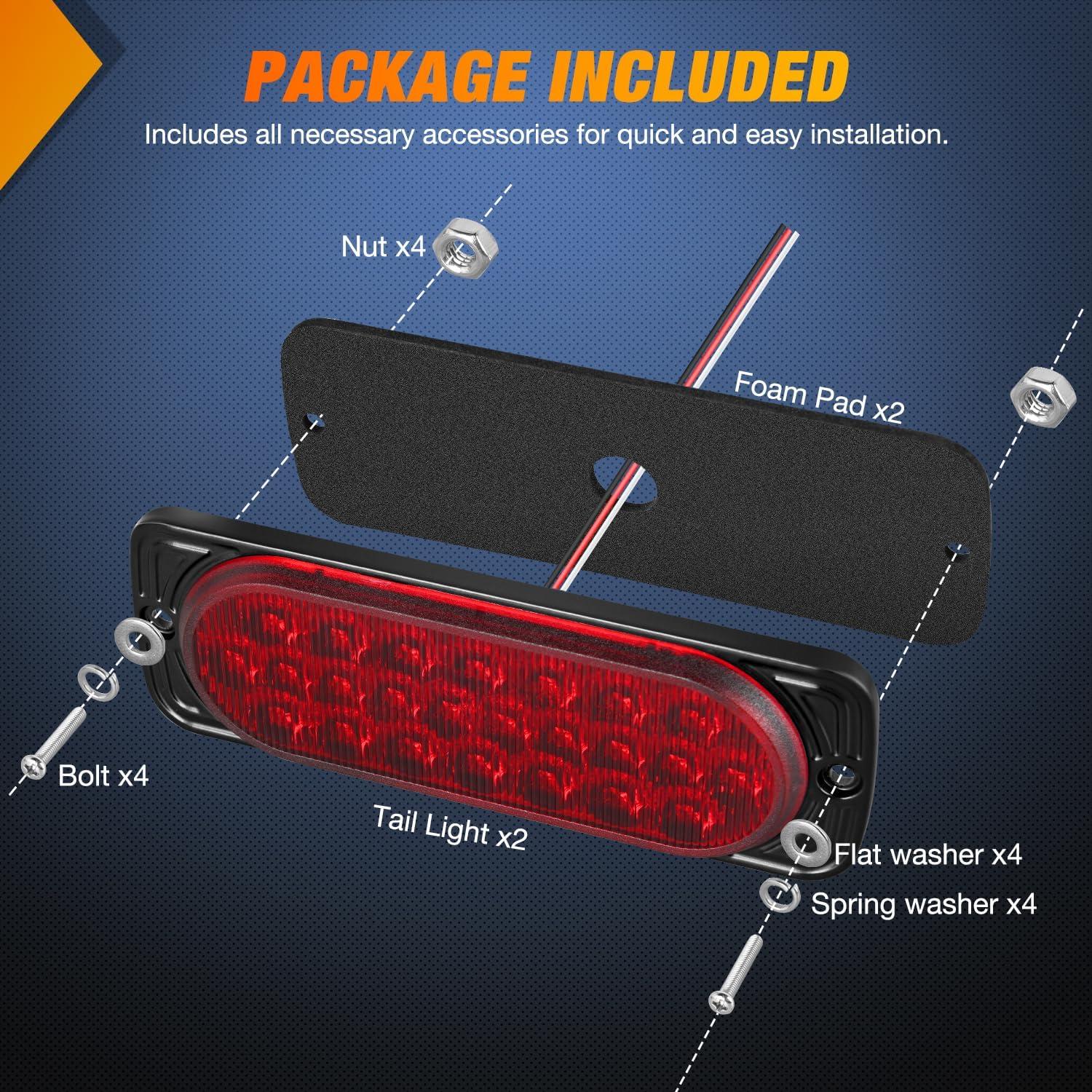 imageNilight 4PCS 6quot Oval LED Trailer Tail Lights 4PCS 10 LED wFlush Mount Grommets Plugs ReverseBack Up Trailer Lights for RV Truck Jeep55Inch Red 2Pcs