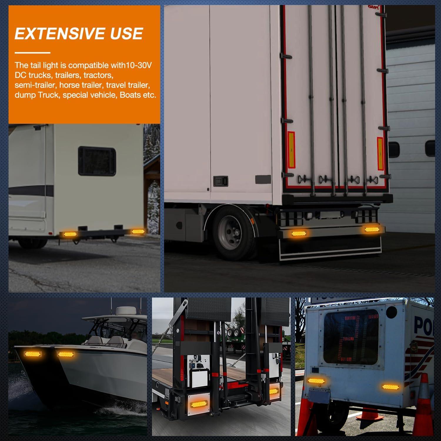 imageNilight 4PCS 6quot Oval LED Trailer Tail Lights 4PCS 10 LED wFlush Mount Grommets Plugs ReverseBack Up Trailer Lights for RV Truck Jeep75Inch Amber 2Pcs