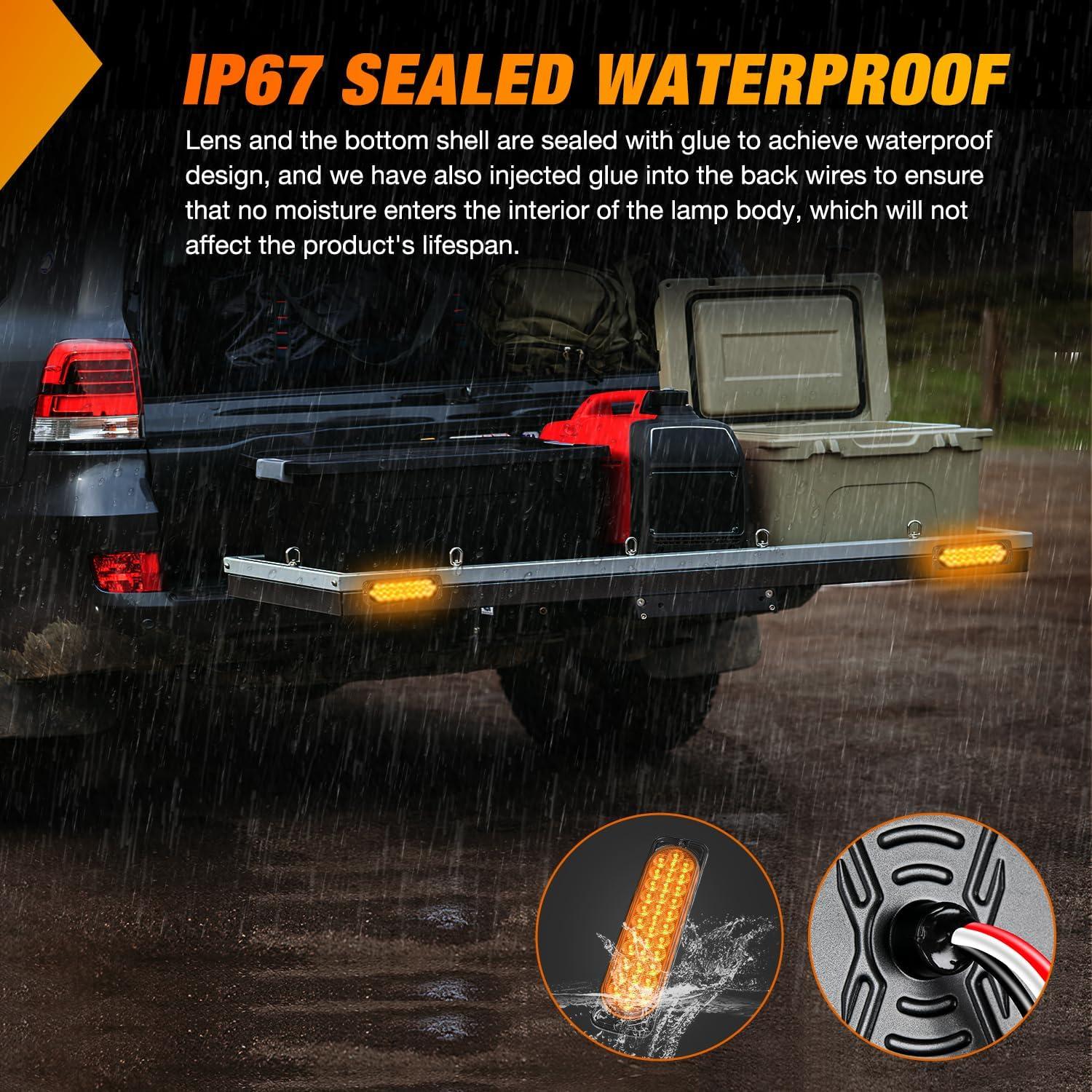 imageNilight 4PCS 6quot Oval LED Trailer Tail Lights 4PCS 10 LED wFlush Mount Grommets Plugs ReverseBack Up Trailer Lights for RV Truck Jeep75Inch Amber 2Pcs