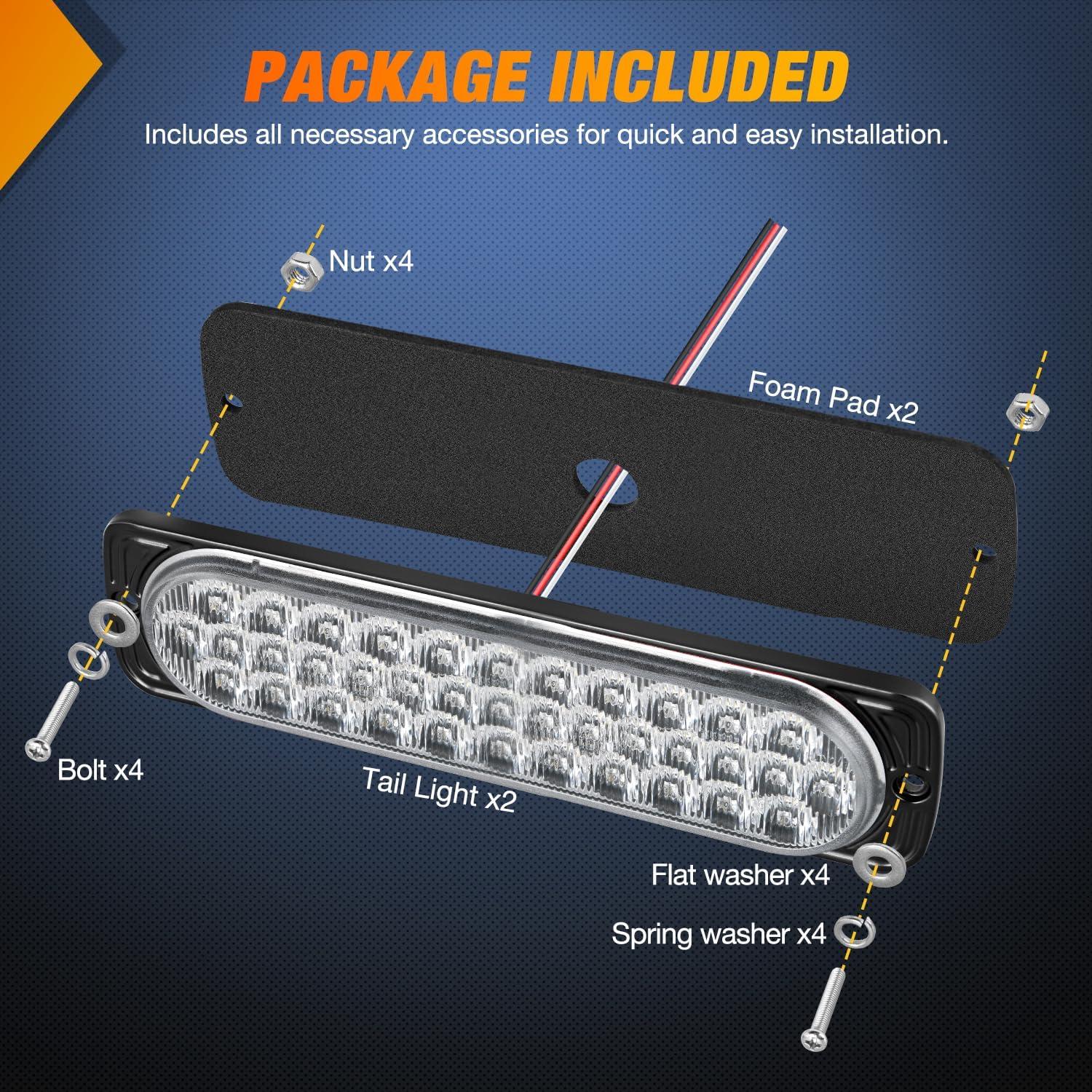 imageNilight 4PCS 6quot Oval LED Trailer Tail Lights 4PCS 10 LED wFlush Mount Grommets Plugs ReverseBack Up Trailer Lights for RV Truck Jeep75Inch White 2Pcs