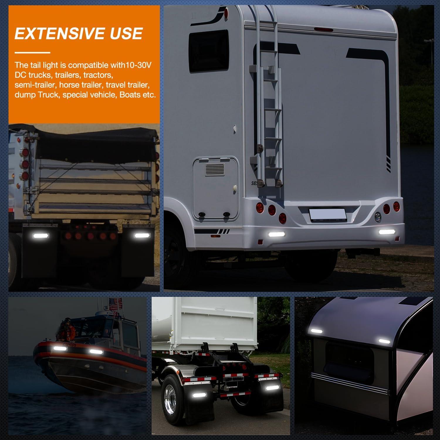 imageNilight 4PCS 6quot Oval LED Trailer Tail Lights 4PCS 10 LED wFlush Mount Grommets Plugs ReverseBack Up Trailer Lights for RV Truck Jeep75Inch White 2Pcs