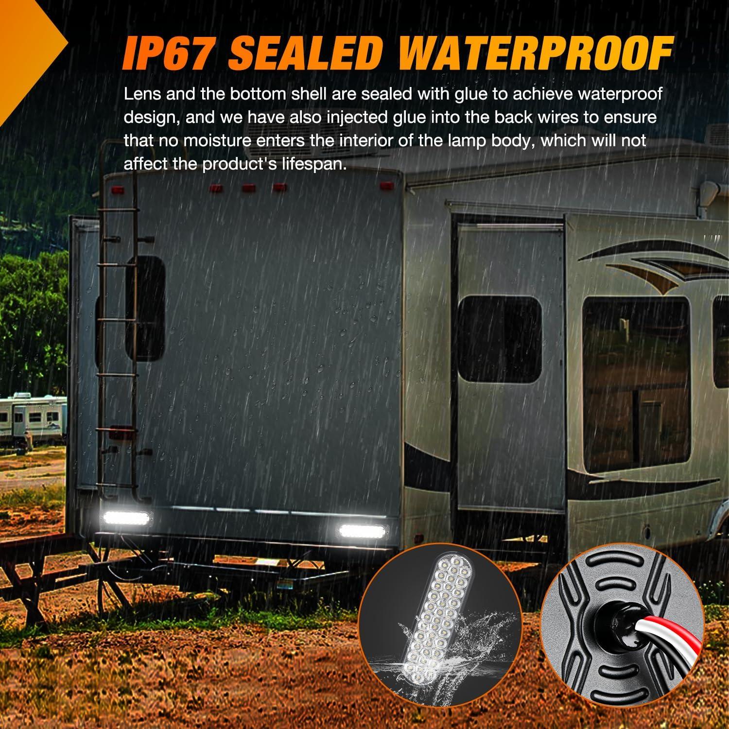 imageNilight 4PCS 6quot Oval LED Trailer Tail Lights 4PCS 10 LED wFlush Mount Grommets Plugs ReverseBack Up Trailer Lights for RV Truck Jeep75Inch White 2Pcs