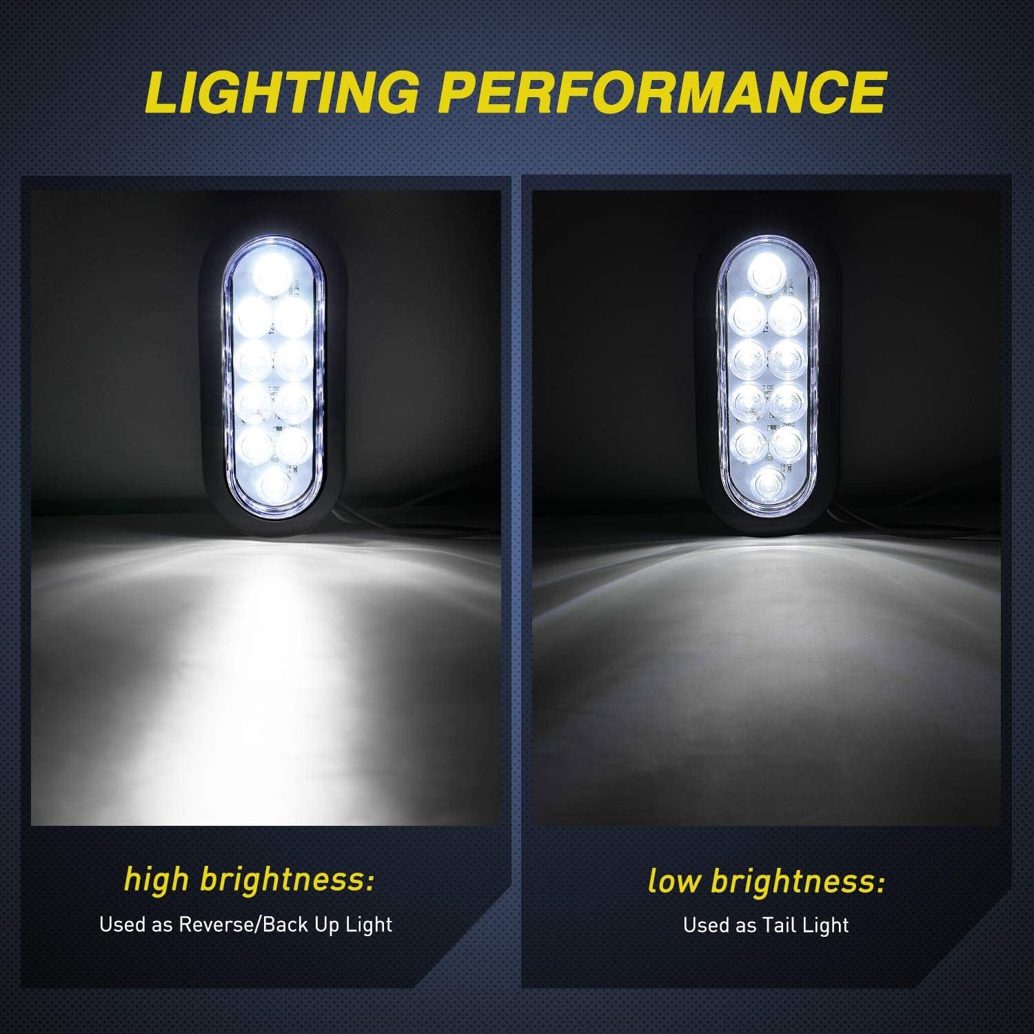 imageNilight 4PCS 6quot Oval LED Trailer Tail Lights 4PCS 10 LED wFlush Mount Grommets Plugs ReverseBack Up Trailer Lights for RV Truck JeepRedWhite 4Pcs