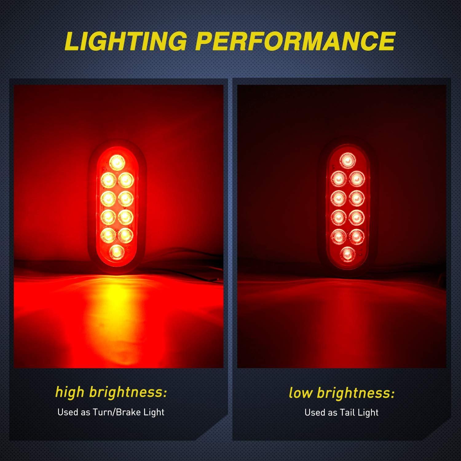 imageNilight 4PCS 6quot Oval LED Trailer Tail Lights 4PCS 10 LED wFlush Mount Grommets Plugs ReverseBack Up Trailer Lights for RV Truck JeepRedWhite 4Pcs