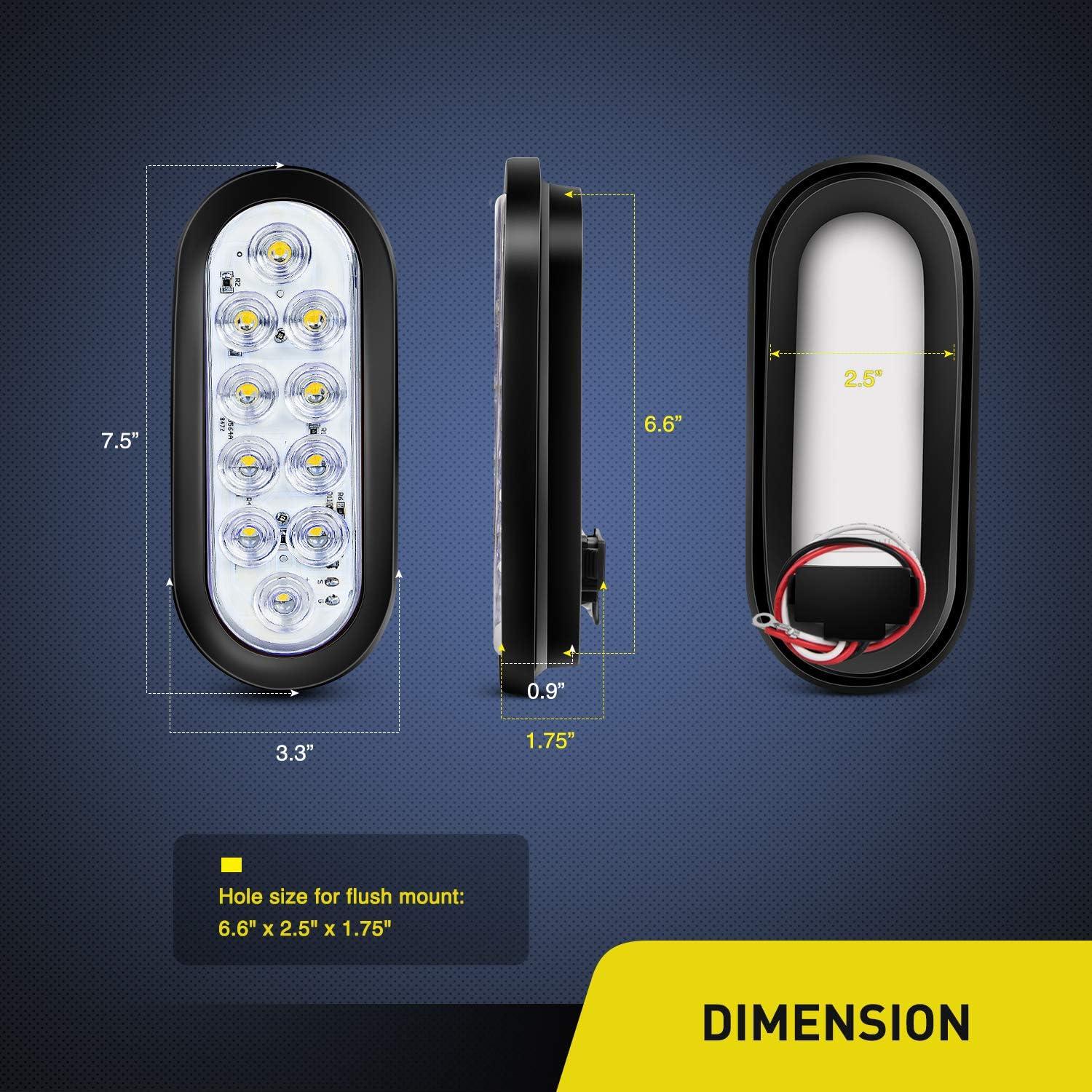 imageNilight 4PCS 6quot Oval LED Trailer Tail Lights 4PCS 10 LED wFlush Mount Grommets Plugs ReverseBack Up Trailer Lights for RV Truck JeepRedWhite 4Pcs