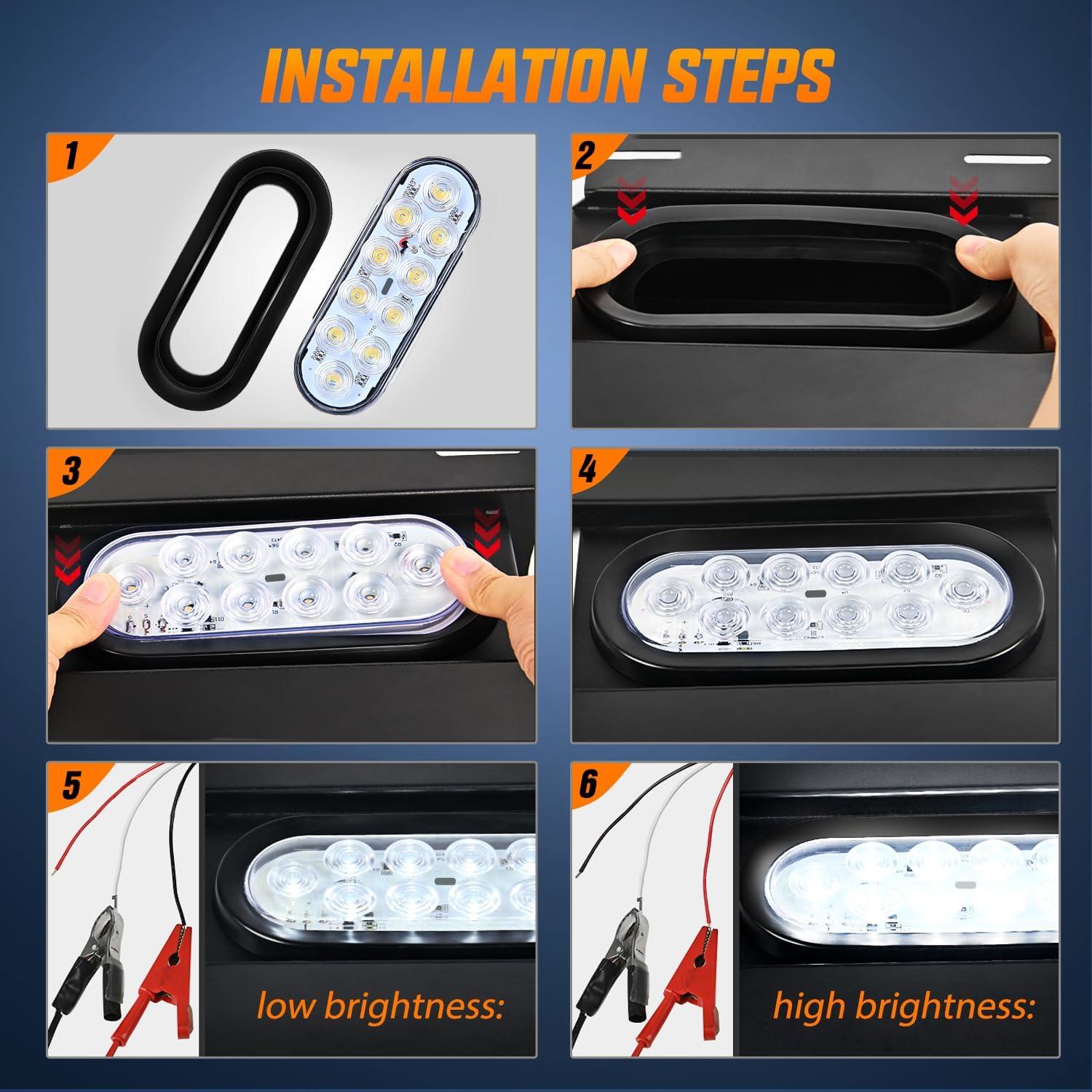 imageNilight 4PCS 6quot Oval LED Trailer Tail Lights 4PCS 10 LED wFlush Mount Grommets Plugs ReverseBack Up Trailer Lights for RV Truck JeepRedWhite 6Pcs