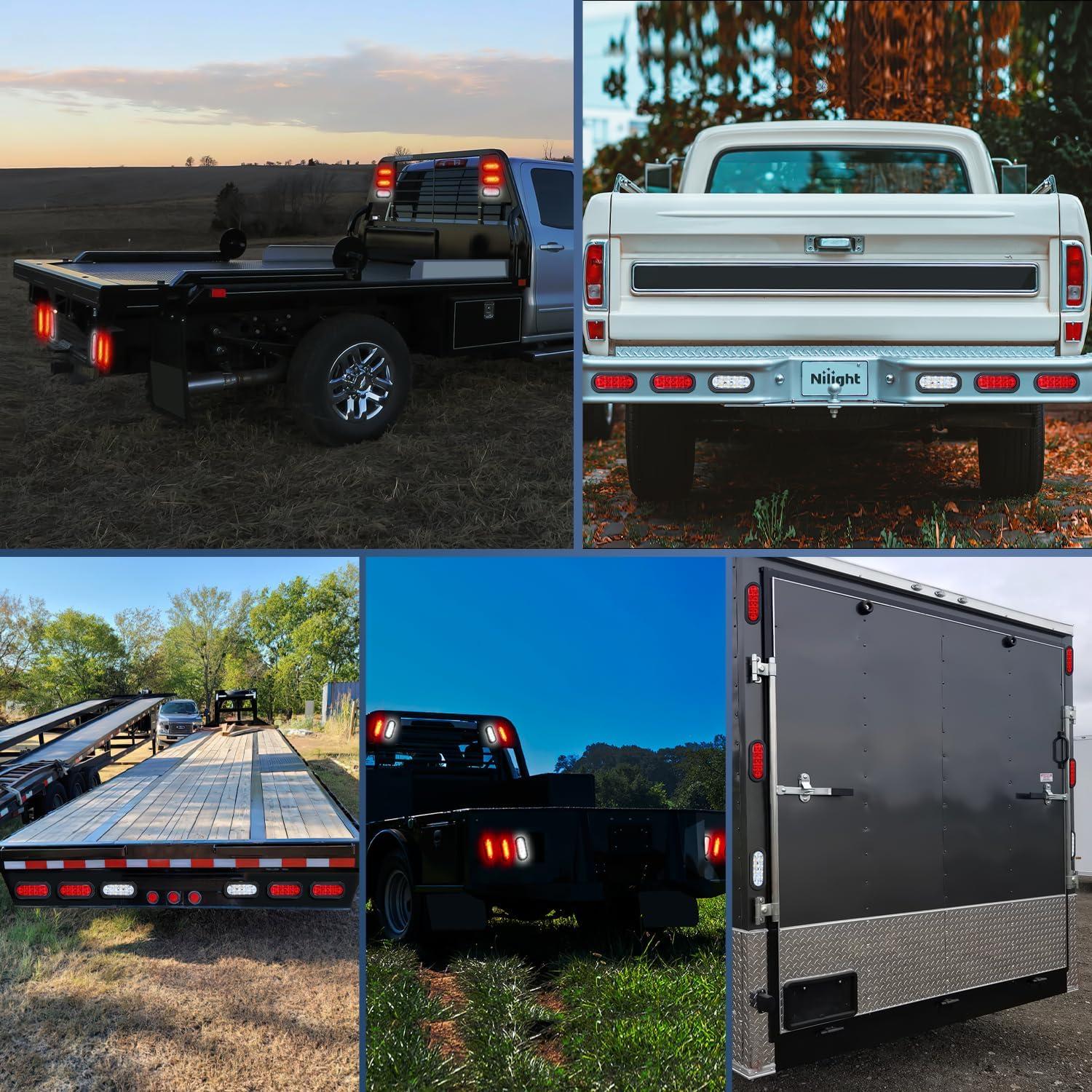 imageNilight 4PCS 6quot Oval LED Trailer Tail Lights 4PCS 10 LED wFlush Mount Grommets Plugs ReverseBack Up Trailer Lights for RV Truck JeepRedWhite 6Pcs