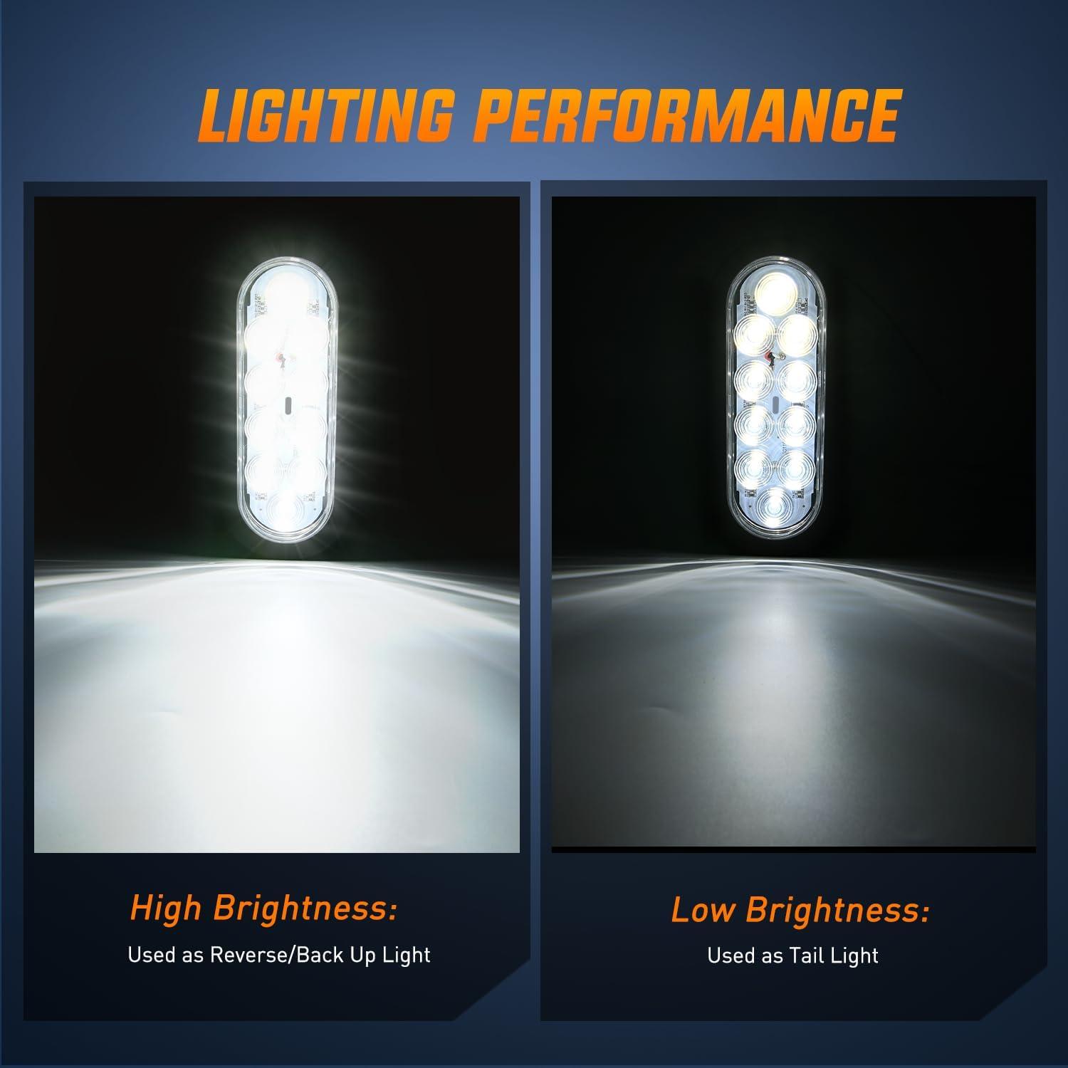 imageNilight 4PCS 6quot Oval LED Trailer Tail Lights 4PCS 10 LED wFlush Mount Grommets Plugs ReverseBack Up Trailer Lights for RV Truck JeepRedWhite 6Pcs