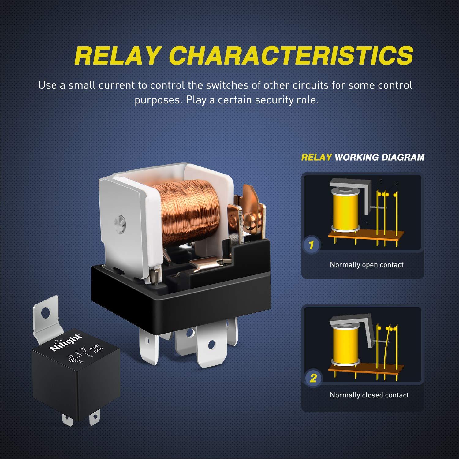 imageNilight 4PCS Flasher Relay Adjustable 3 Pin CF13 JL02 Electronic Blinker Relay 12V 150W Fixes Car Turn Signal and Hazard Warn Hyper Blink Flash or No Flash for LED and Halogen Bulbs 2 Years Warranty5Pin Electrical Relay