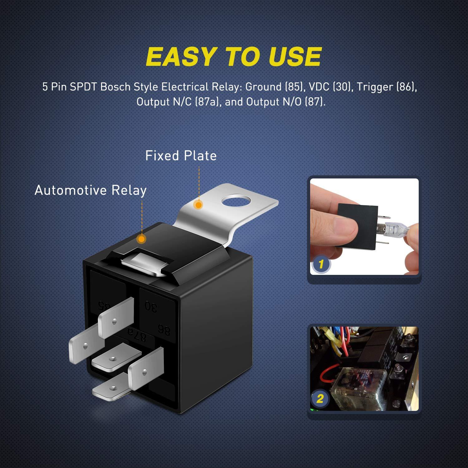 imageNilight 4PCS Flasher Relay Adjustable 3 Pin CF13 JL02 Electronic Blinker Relay 12V 150W Fixes Car Turn Signal and Hazard Warn Hyper Blink Flash or No Flash for LED and Halogen Bulbs 2 Years Warranty5Pin Electrical Relay