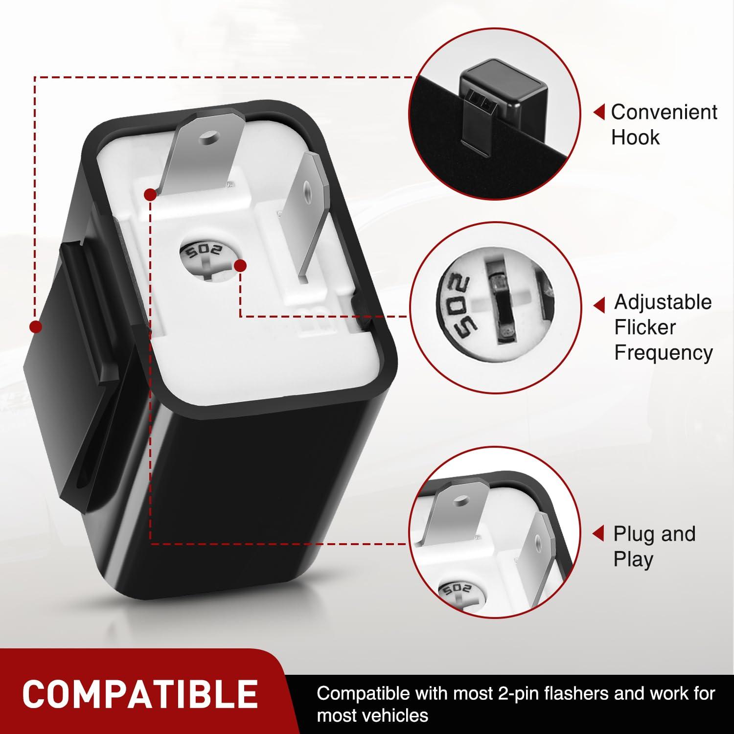 imageNilight 4PCS Flasher Relay Adjustable 3 Pin CF13 JL02 Electronic Blinker Relay 12V 150W Fixes Car Turn Signal and Hazard Warn Hyper Blink Flash or No Flash for LED and Halogen Bulbs 2 Years Warranty2 Pin Blinker Relay