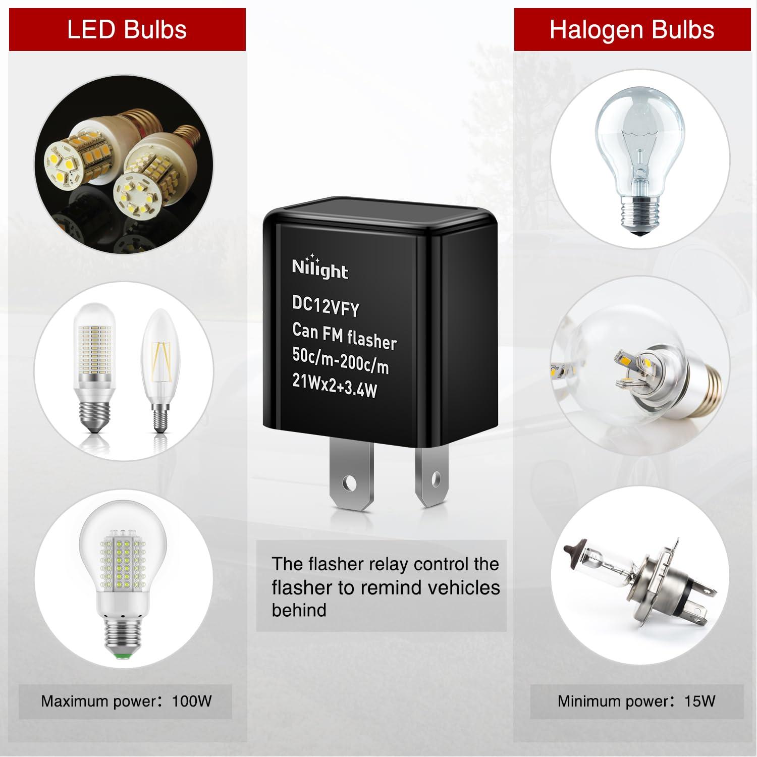imageNilight 4PCS Flasher Relay Adjustable 3 Pin CF13 JL02 Electronic Blinker Relay 12V 150W Fixes Car Turn Signal and Hazard Warn Hyper Blink Flash or No Flash for LED and Halogen Bulbs 2 Years Warranty2 Pin Blinker Relay