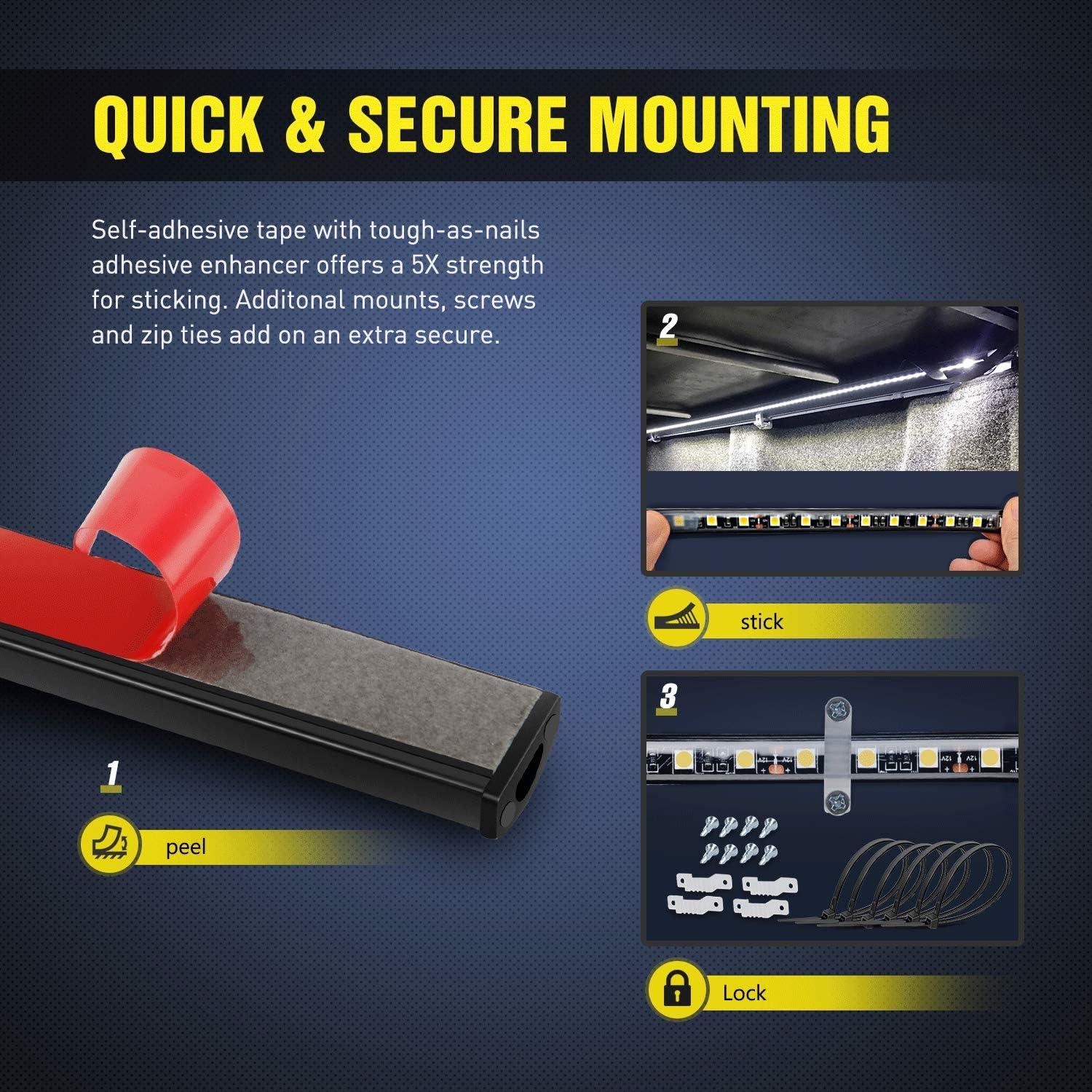 imageNilight 4Pcs Car Underglow Neon Accent Strip Lights 252 LEDs RGB 8 Color Sound Active Function Music Mode with Wireless Remote Control Underbody Light Strips for Cars Van SUV TruckTruck Bed Light Strip