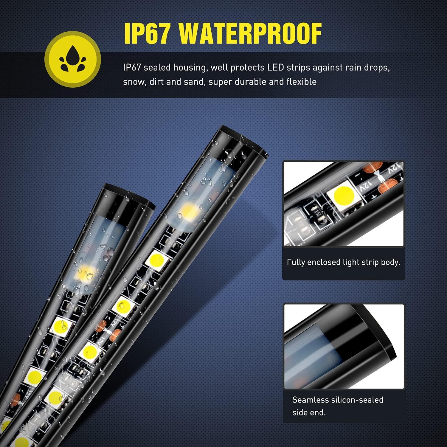 imageNilight 4Pcs Car Underglow Neon Accent Strip Lights 252 LEDs RGB 8 Color Sound Active Function Music Mode with Wireless Remote Control Underbody Light Strips for Cars Van SUV TruckTruck Bed Light Strip