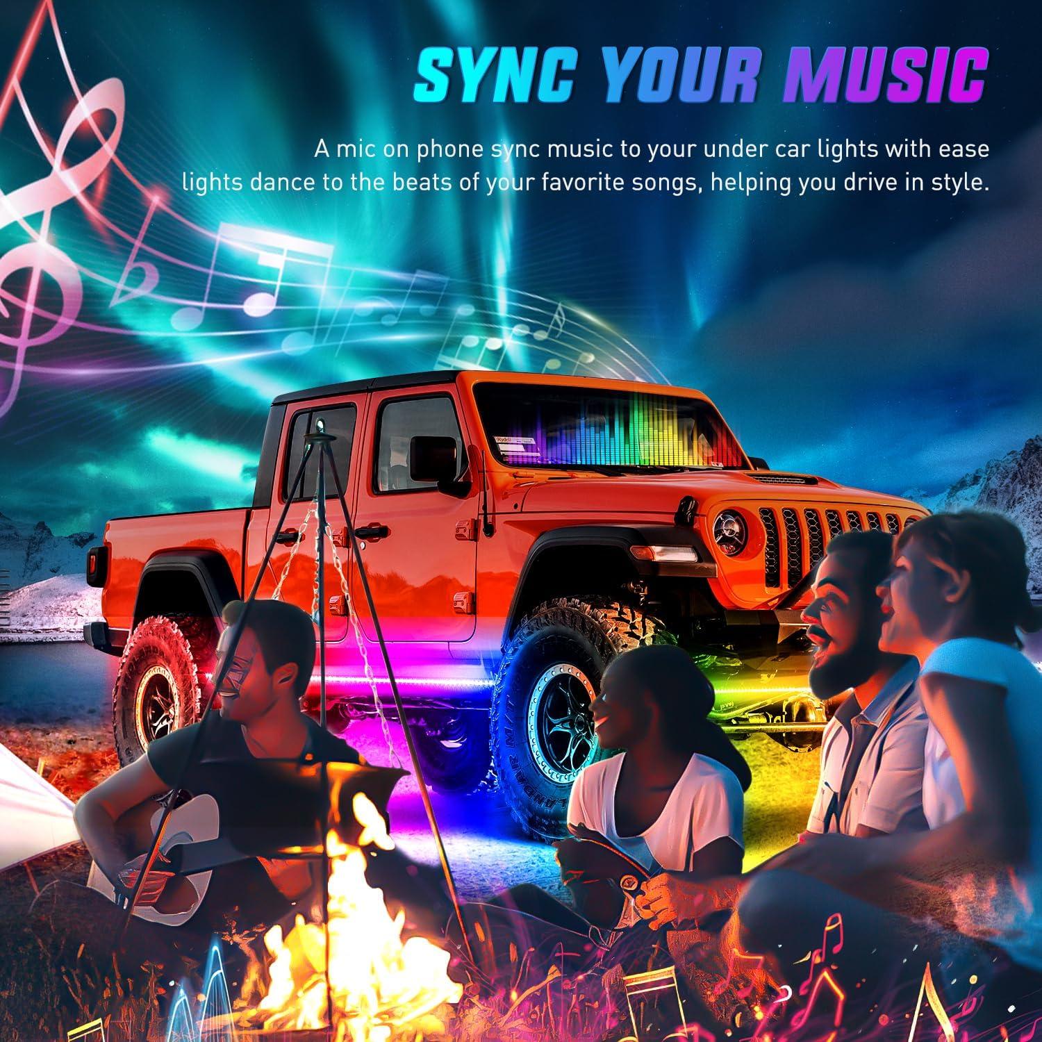 imageNilight 4Pcs Car Underglow Neon Accent Strip Lights 252 LEDs RGB 8 Color Sound Active Function Music Mode with Wireless Remote Control Underbody Light Strips for Cars Van SUV Truck4Pcs Aluminum Underglow Strip Lights Dream Color