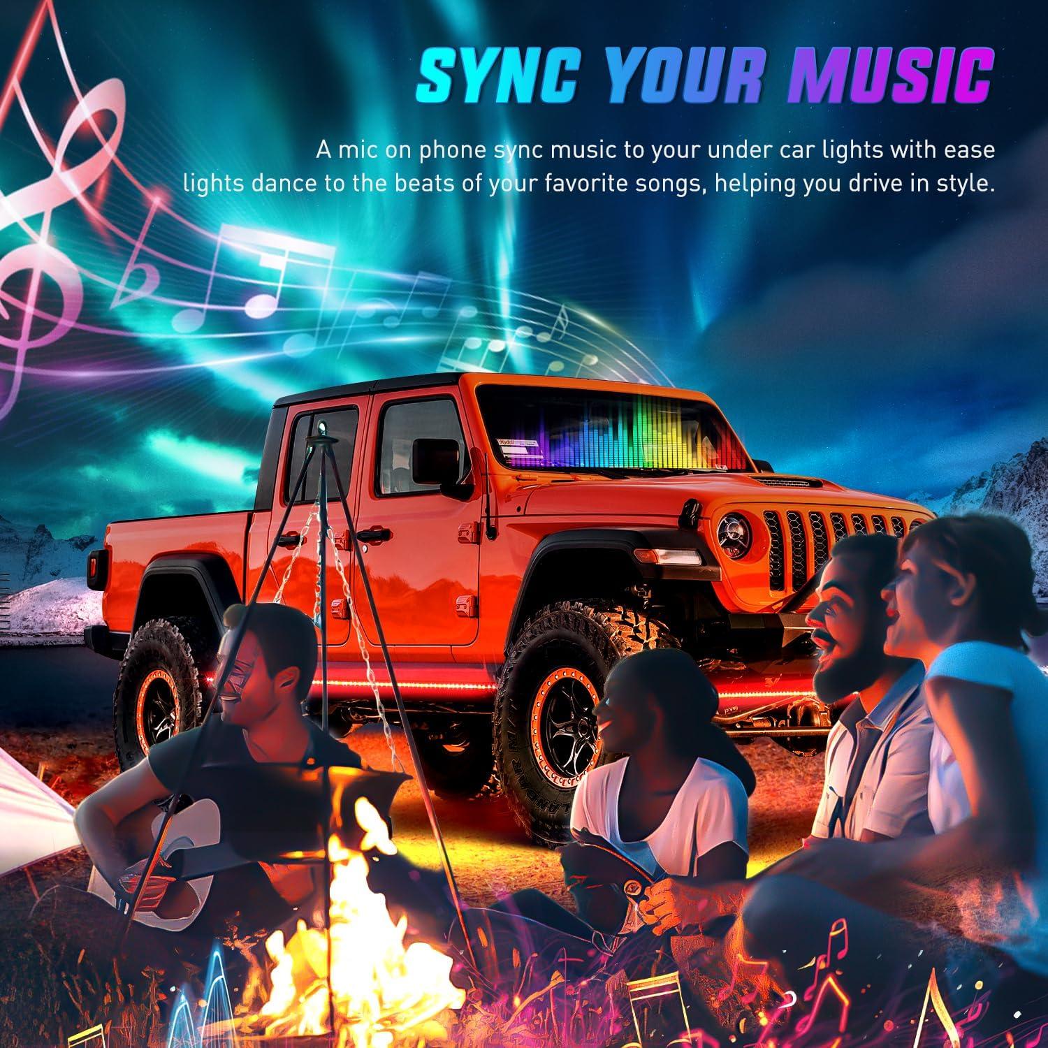 imageNilight 4Pcs Car Underglow Neon Accent Strip Lights 252 LEDs RGB 8 Color Sound Active Function Music Mode with Wireless Remote Control Underbody Light Strips for Cars Van SUV Truck8Pcs Aluminum Underglow Strip Lights RGB