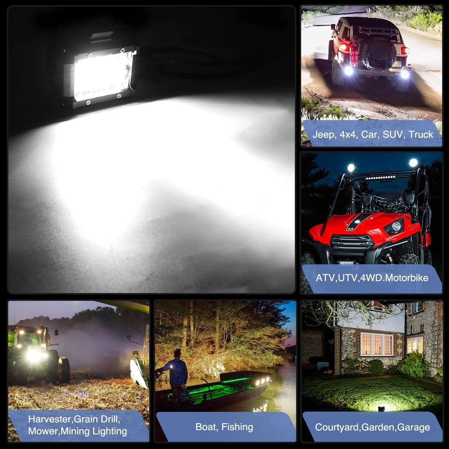 imageNilight 4Pcs LED Pods 4Inch 60W Triple Row Flood Spot Combo 6000LM Light Bar Driving Fog Lights Off Road Lighting for Trucks Pickup Golf Cart SUV ATV UTV 4x4 Van Camper Boat20 Pack