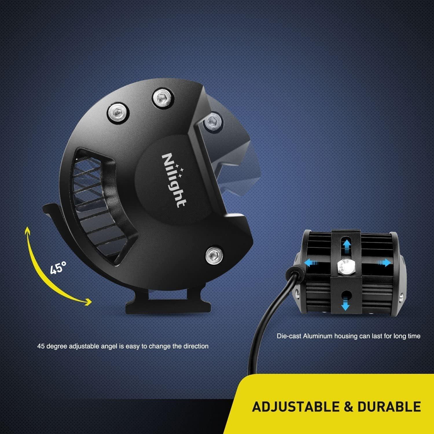 imageNilight 4Pcs LED Pods 4Inch 60W Triple Row Flood Spot Combo 6000LM Light Bar Driving Fog Lights Off Road Lighting for Trucks Pickup Golf Cart SUV ATV UTV 4x4 Van Camper Boat20 Pack