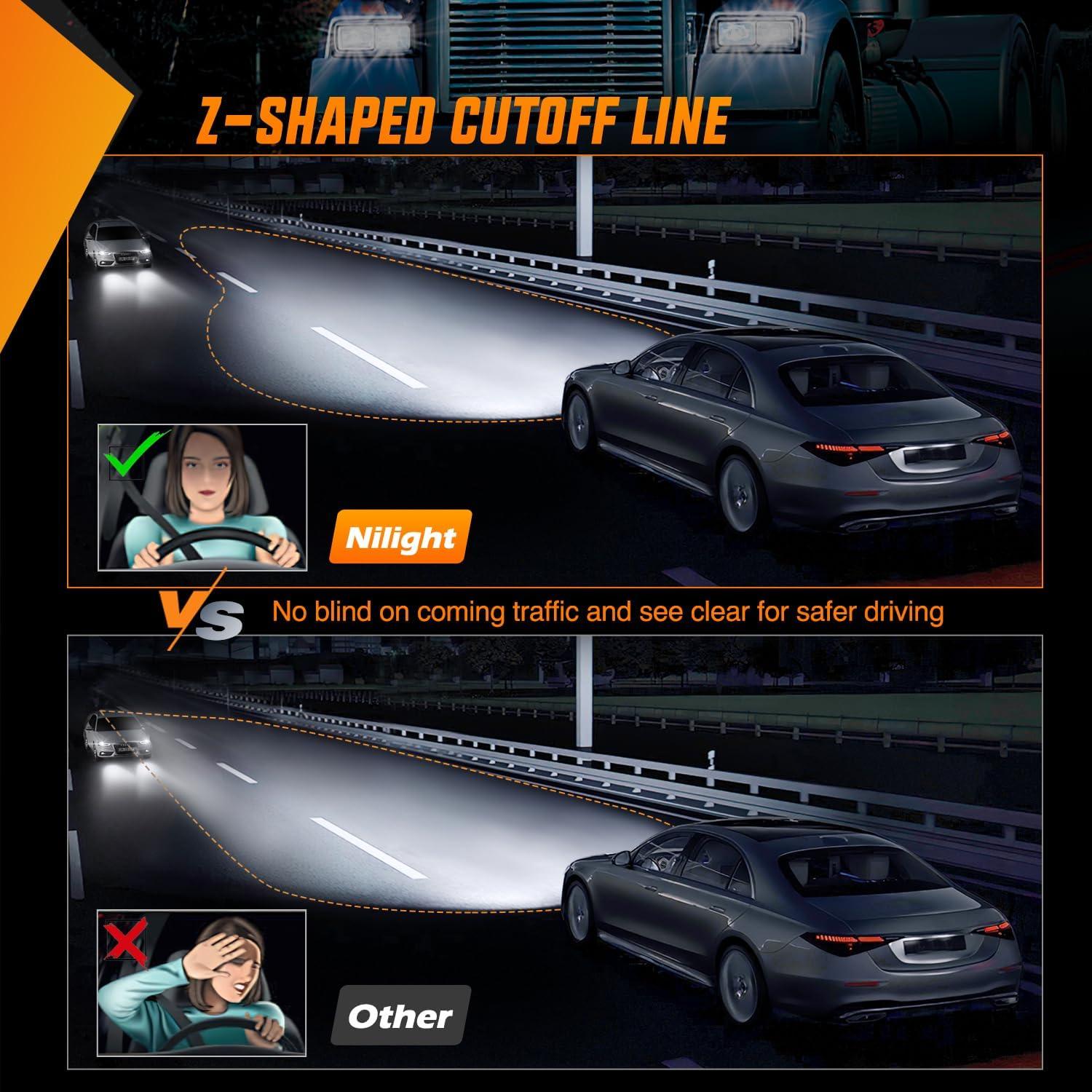 imageNilight 4x6 Inch LED Headlights 45W HiLo Sealed Beam Rectangular Headlight Replacement H4651 H4652 H4656 H4666 H6545 Compatible with Chevy Kenworth Peterbil Ford Freightliner OldsmobileSilver 4PCS4Pcs 4x6 wprojector Silver