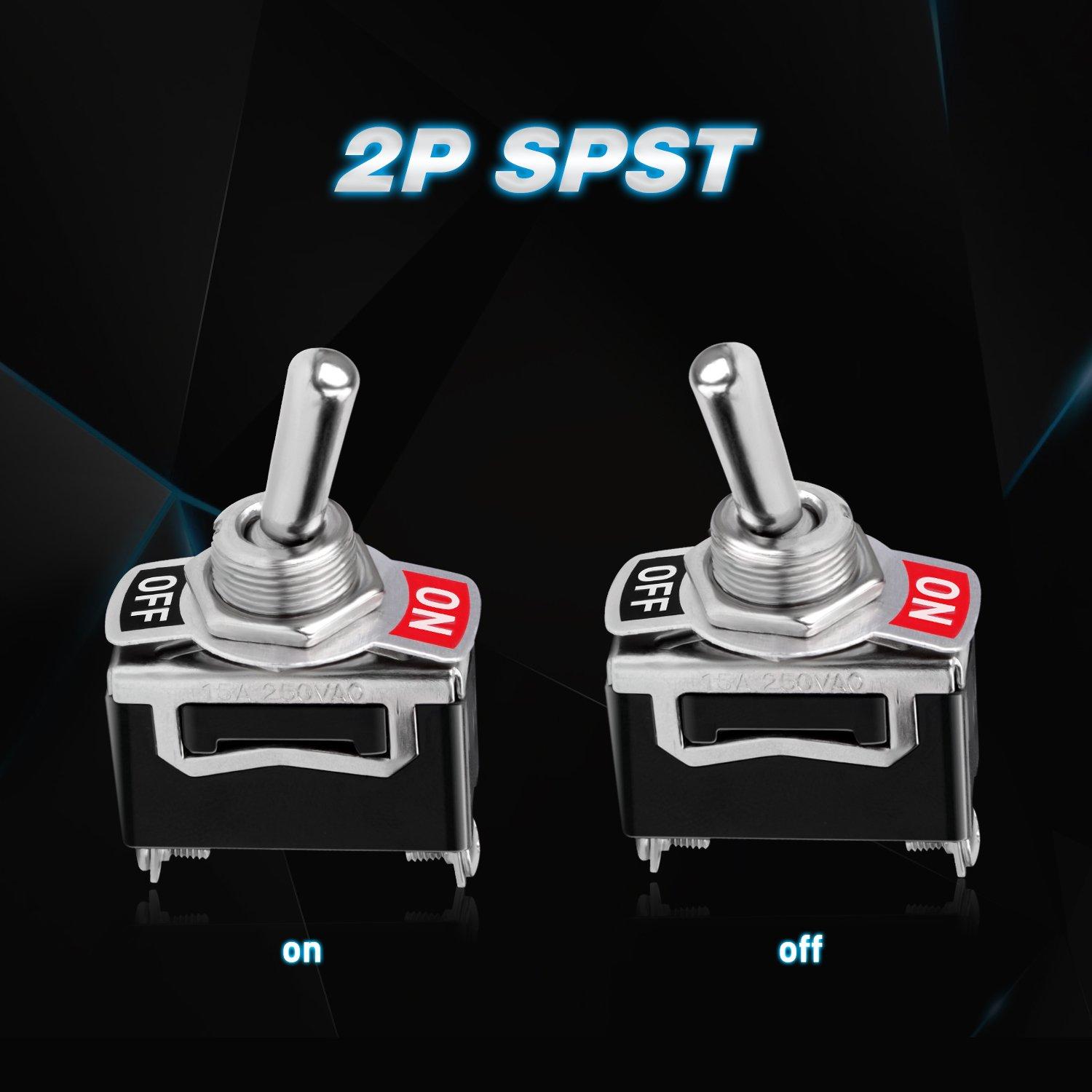 imageNilight 5 Pack 6Pin Heavy Duty Rocker Toggle Switch 15A 250V 20A 125V DPDT 6 Pin ONOffON Switch Metal Bat Waterproof Boot Cap Cover2Pin Toggle Switch5Pack