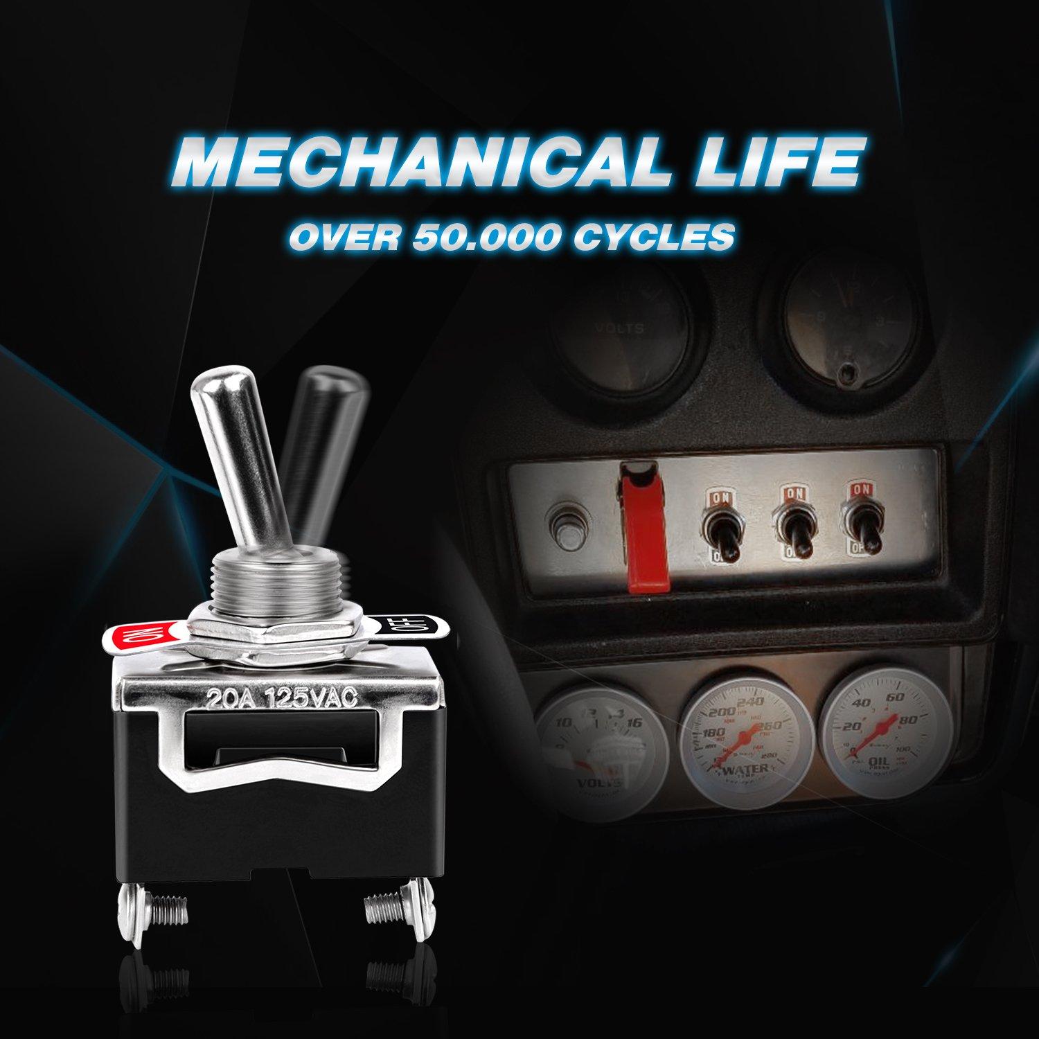 imageNilight 5 Pack 6Pin Heavy Duty Rocker Toggle Switch 15A 250V 20A 125V DPDT 6 Pin ONOffON Switch Metal Bat Waterproof Boot Cap Cover2Pin Toggle Switch5Pack