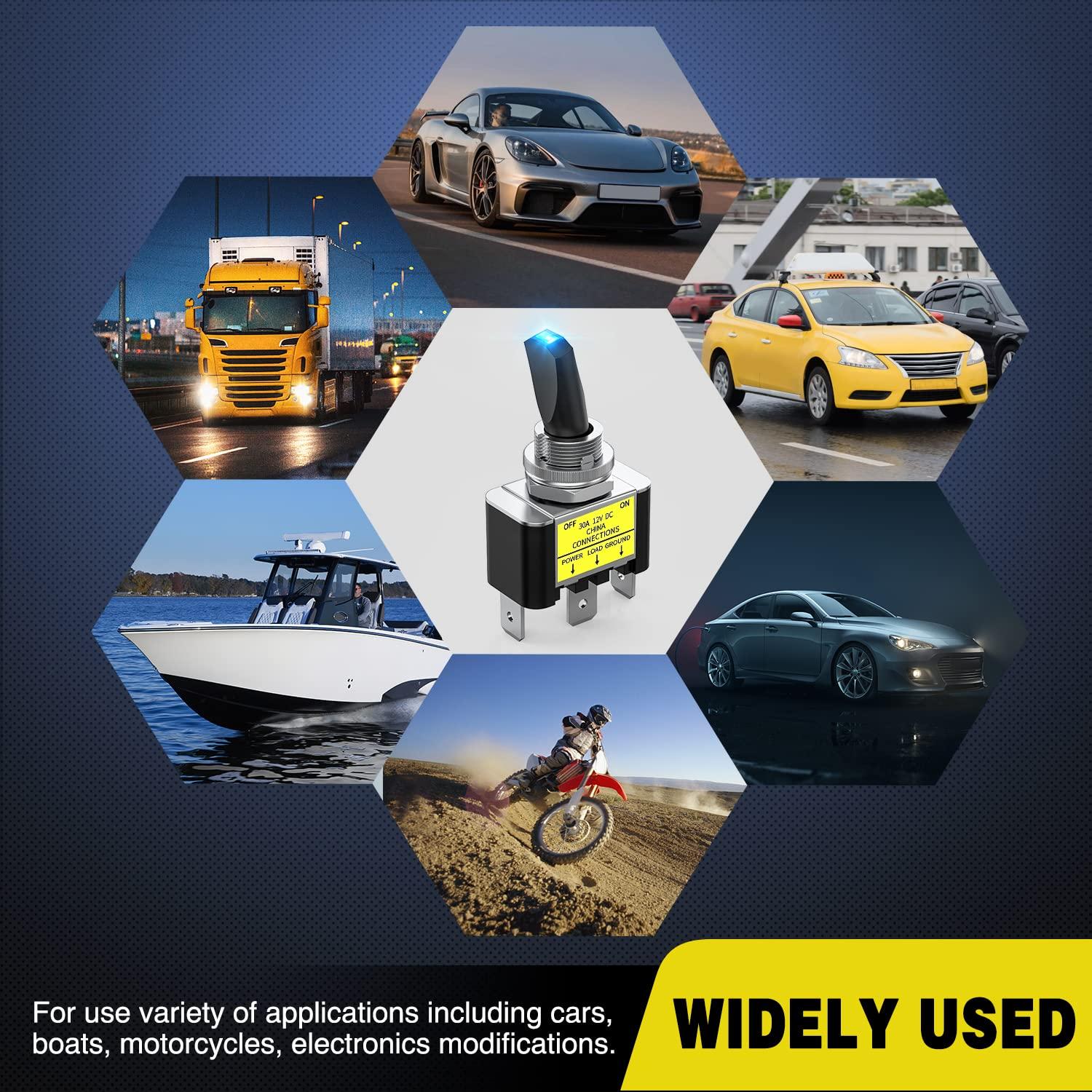 imageNilight 5 Pack 6Pin Heavy Duty Rocker Toggle Switch 15A 250V 20A 125V DPDT 6 Pin ONOffON Switch Metal Bat Waterproof Boot Cap Cover3Pin Led Toggle Switch Blue