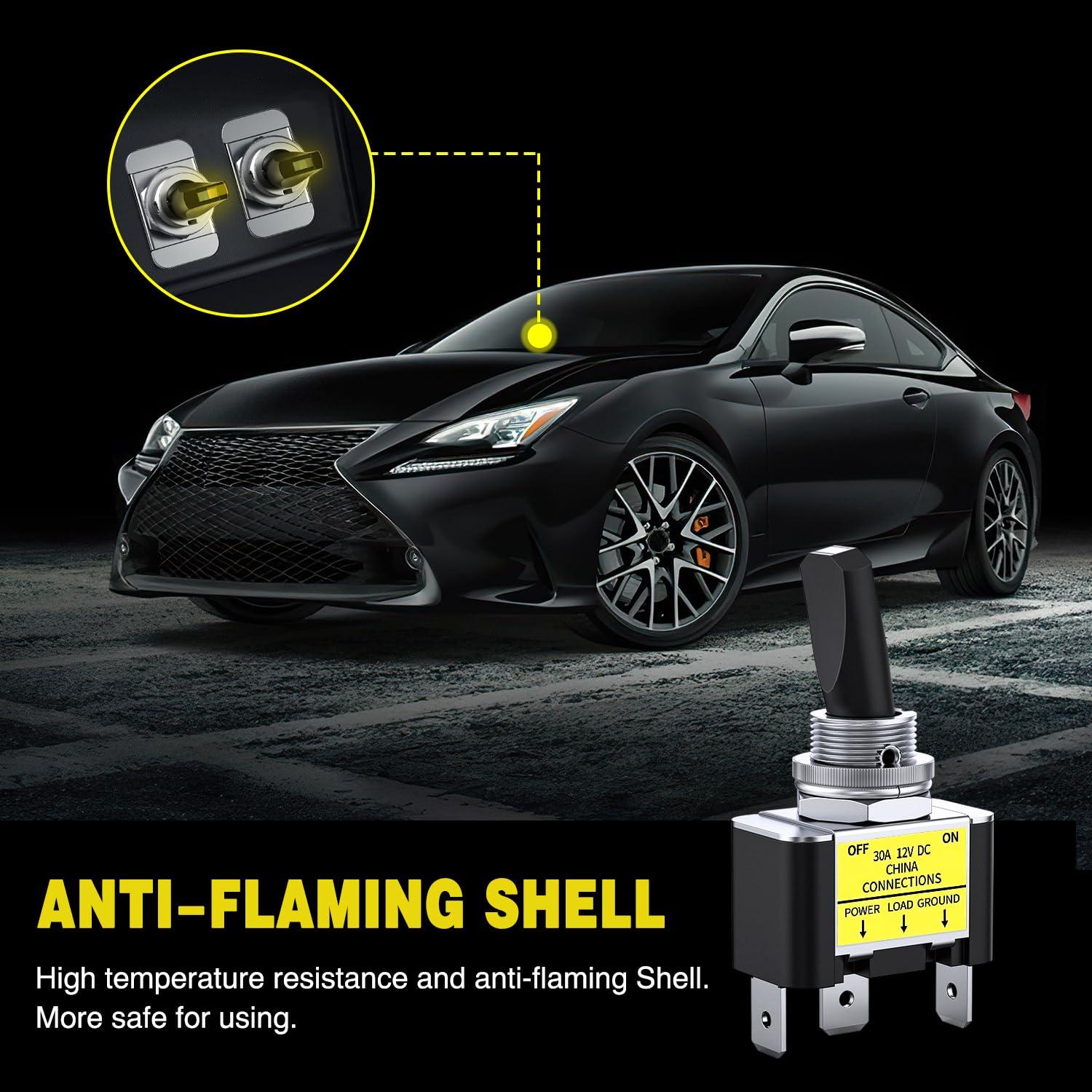 imageNilight 5 Pack 6Pin Heavy Duty Rocker Toggle Switch 15A 250V 20A 125V DPDT 6 Pin ONOffON Switch Metal Bat Waterproof Boot Cap Cover3Pin Led Toggle Switch Yellow