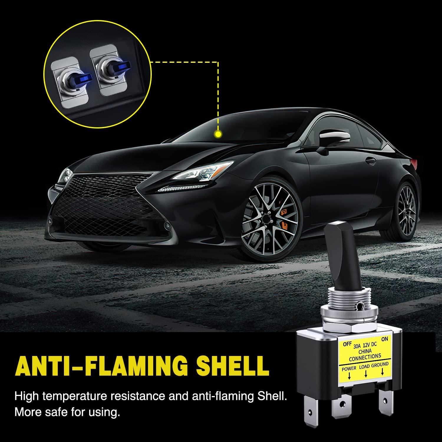 imageNilight 5 Pack 6Pin Heavy Duty Rocker Toggle Switch 15A 250V 20A 125V DPDT 6 Pin ONOffON Switch Metal Bat Waterproof Boot Cap Cover3Pin Led Toggle Switch Blue