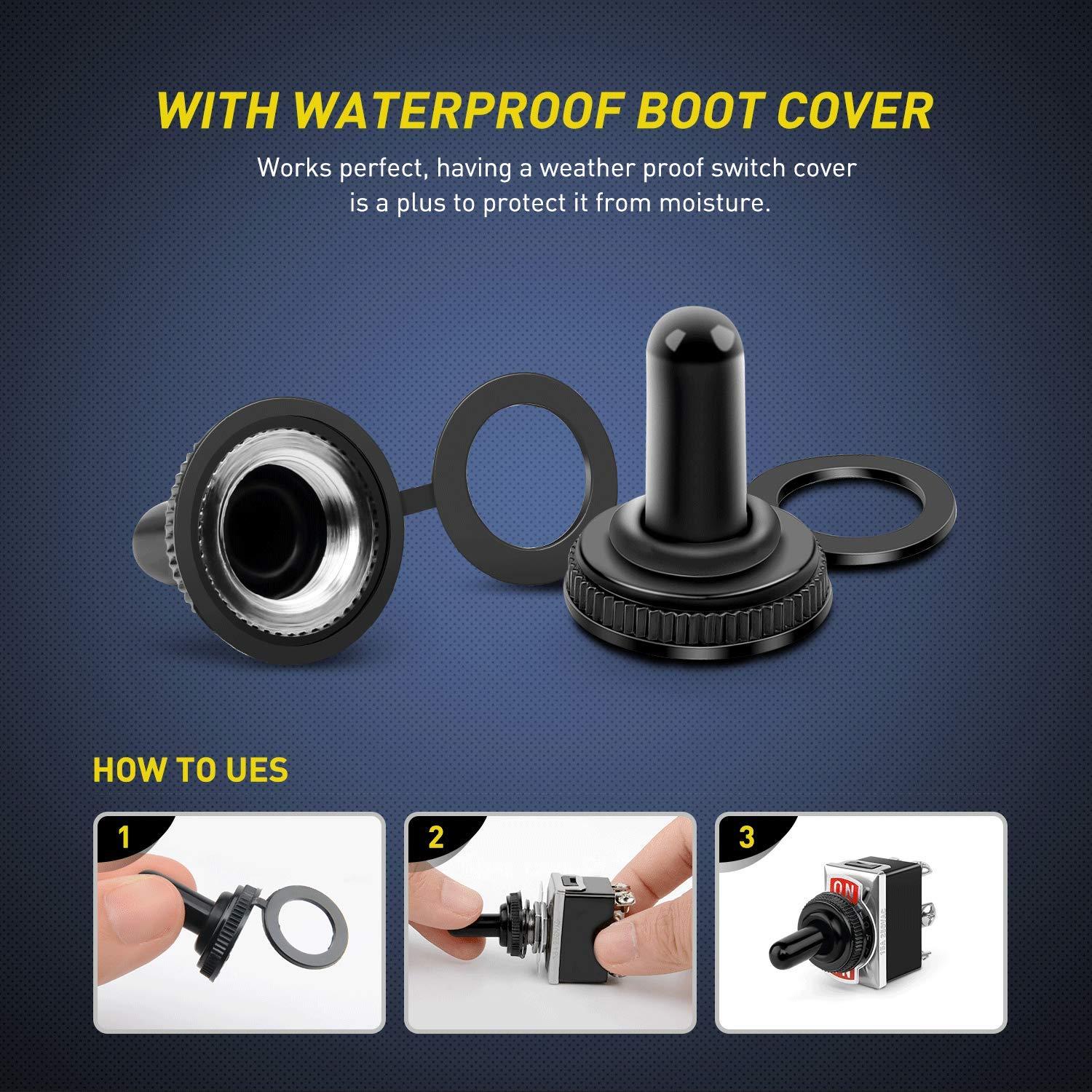 imageNilight 5 Pack 6Pin Heavy Duty Rocker Toggle Switch 15A 250V 20A 125V DPDT 6 Pin ONOffON Switch Metal Bat Waterproof Boot Cap Cover6Pin Toggle Switch5Pack