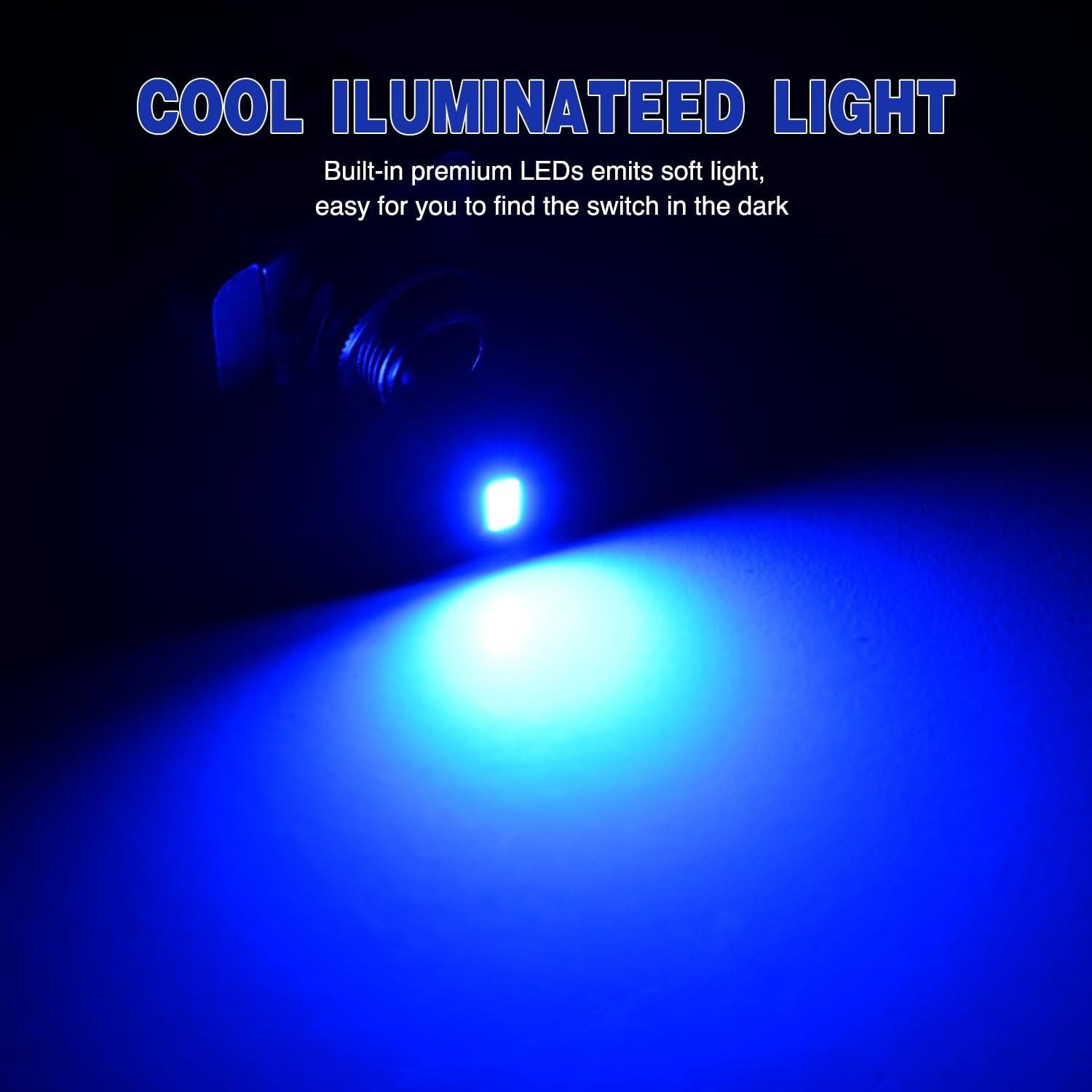 imageNilight 5 Pack 6Pin Heavy Duty Rocker Toggle Switch 15A 250V 20A 125V DPDT 6 Pin ONOffON Switch Metal Bat Waterproof Boot Cap CoverBlue