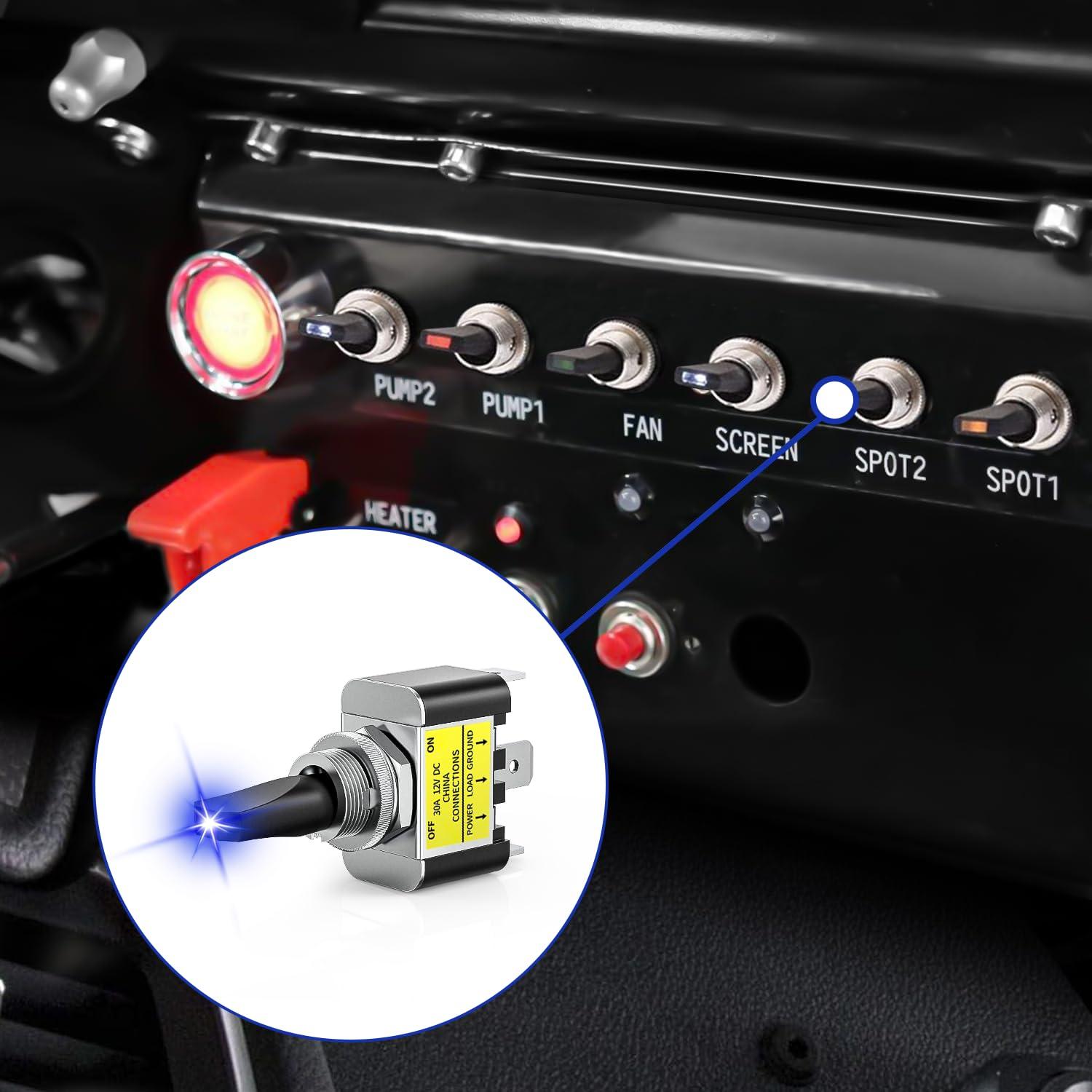 imageNilight 5 Pack 6Pin Heavy Duty Rocker Toggle Switch 15A 250V 20A 125V DPDT 6 Pin ONOffON Switch Metal Bat Waterproof Boot Cap CoverBlue