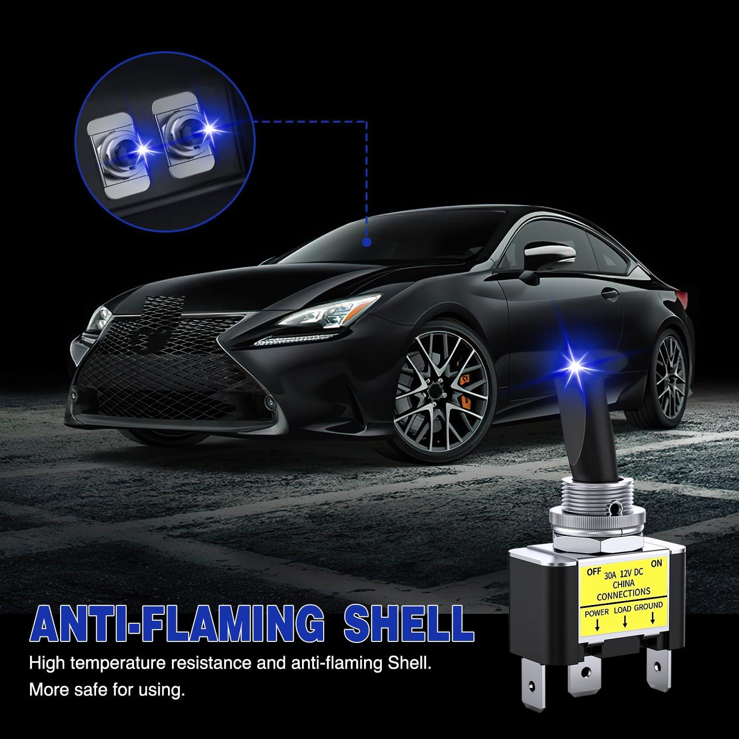 imageNilight 5 Pack 6Pin Heavy Duty Rocker Toggle Switch 15A 250V 20A 125V DPDT 6 Pin ONOffON Switch Metal Bat Waterproof Boot Cap CoverBlue