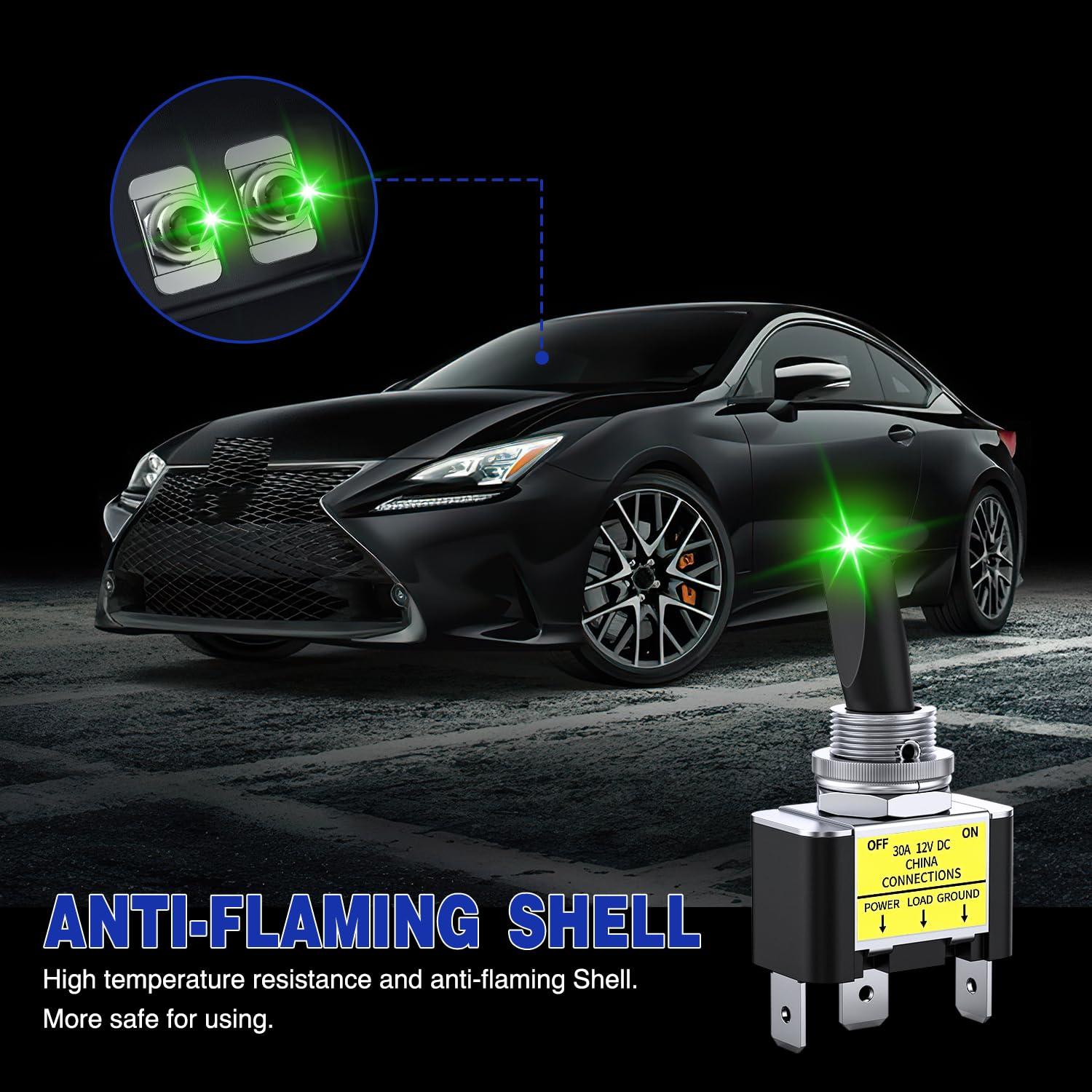 imageNilight 5 Pack 6Pin Heavy Duty Rocker Toggle Switch 15A 250V 20A 125V DPDT 6 Pin ONOffON Switch Metal Bat Waterproof Boot Cap CoverGreen