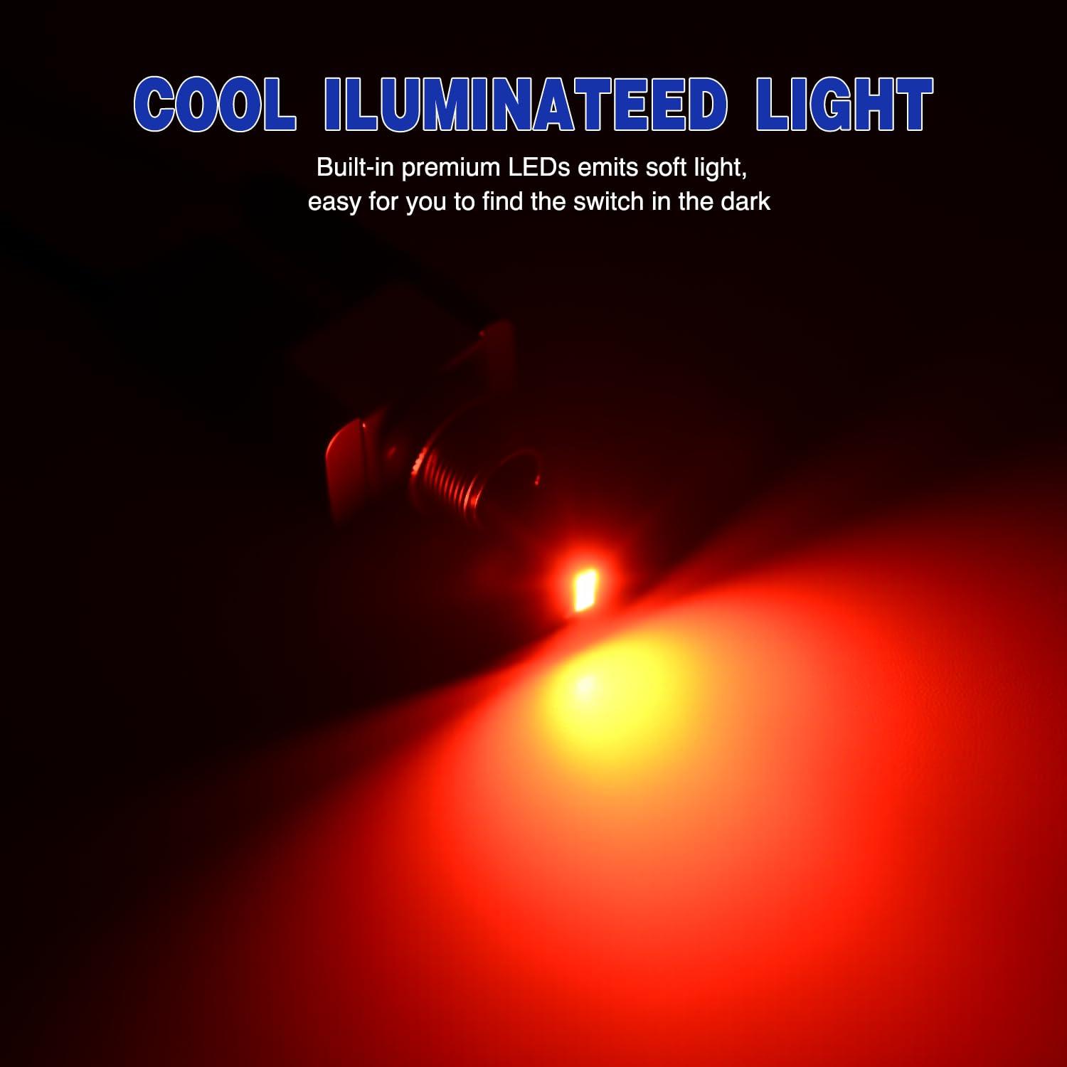 imageNilight 5 Pack 6Pin Heavy Duty Rocker Toggle Switch 15A 250V 20A 125V DPDT 6 Pin ONOffON Switch Metal Bat Waterproof Boot Cap CoverRed