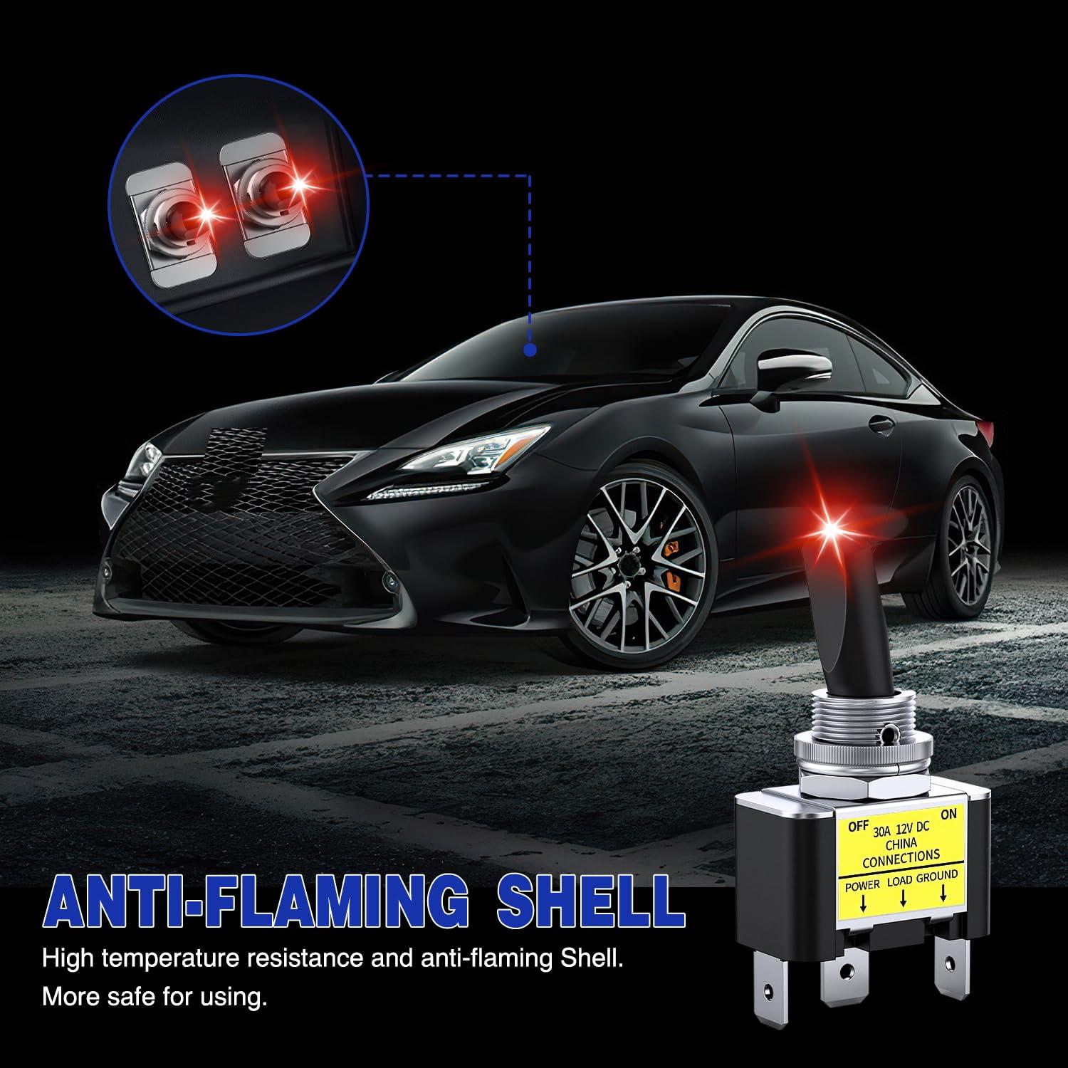 imageNilight 5 Pack 6Pin Heavy Duty Rocker Toggle Switch 15A 250V 20A 125V DPDT 6 Pin ONOffON Switch Metal Bat Waterproof Boot Cap CoverRed