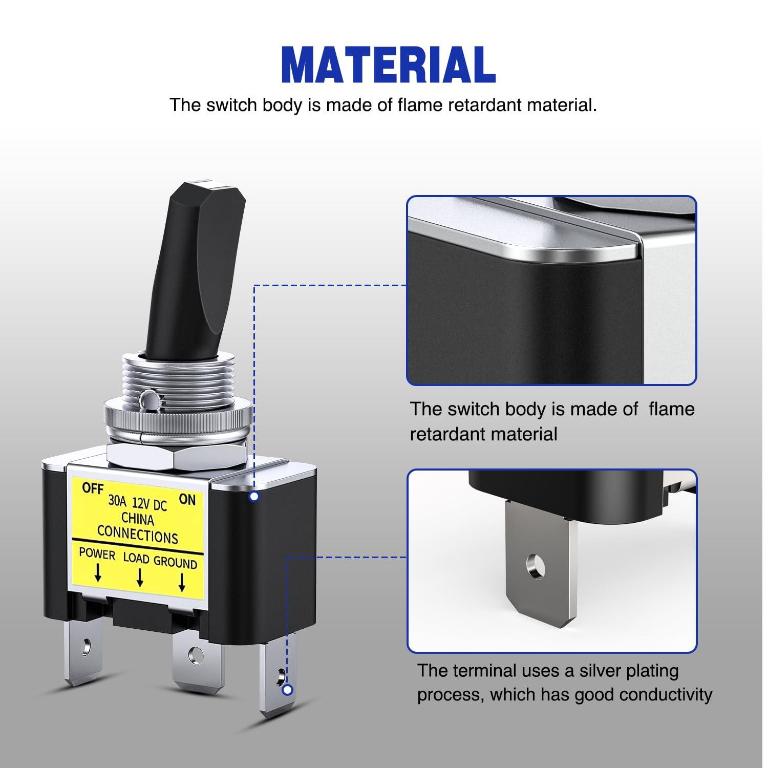 imageNilight 5 Pack 6Pin Heavy Duty Rocker Toggle Switch 15A 250V 20A 125V DPDT 6 Pin ONOffON Switch Metal Bat Waterproof Boot Cap CoverYellow