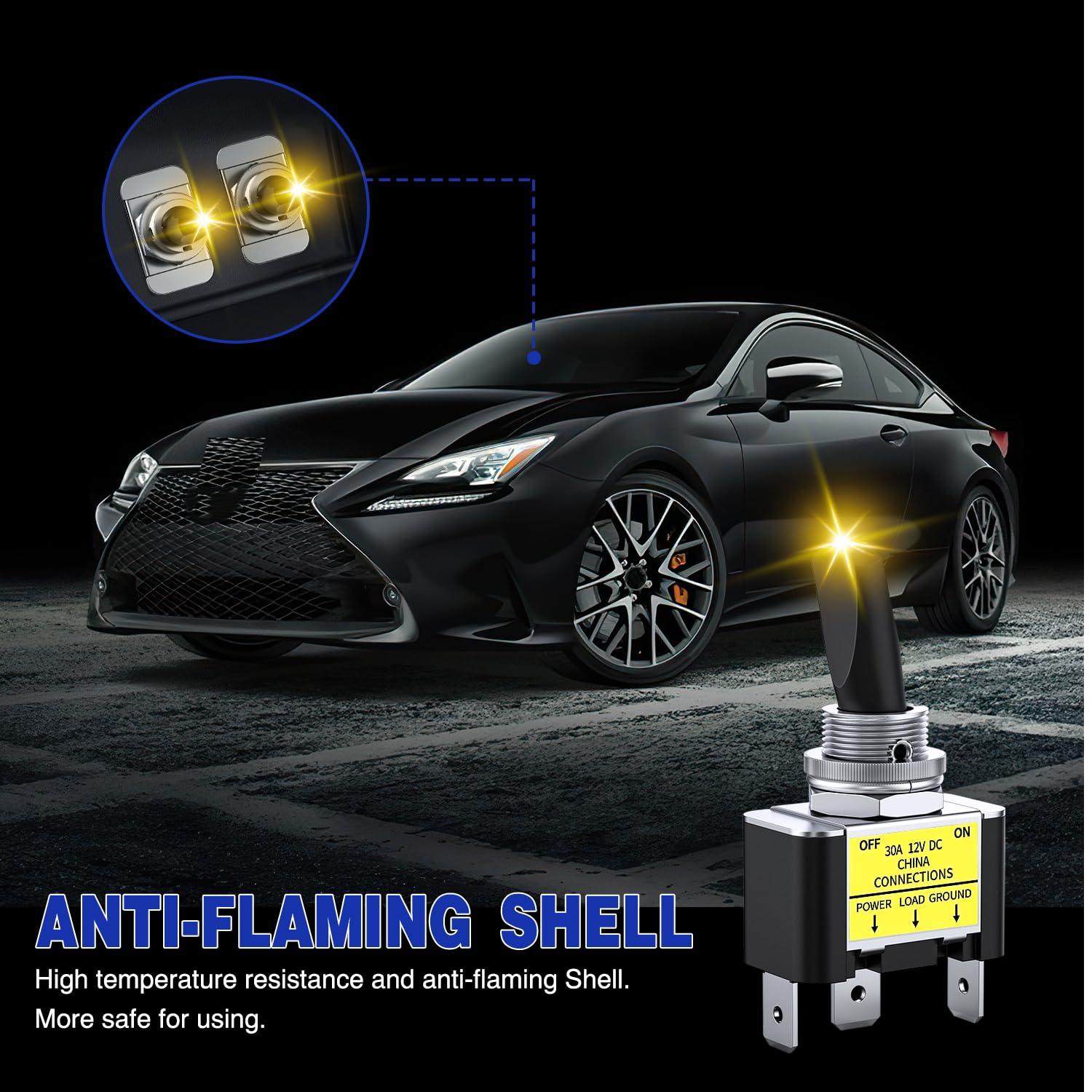 imageNilight 5 Pack 6Pin Heavy Duty Rocker Toggle Switch 15A 250V 20A 125V DPDT 6 Pin ONOffON Switch Metal Bat Waterproof Boot Cap CoverYellow