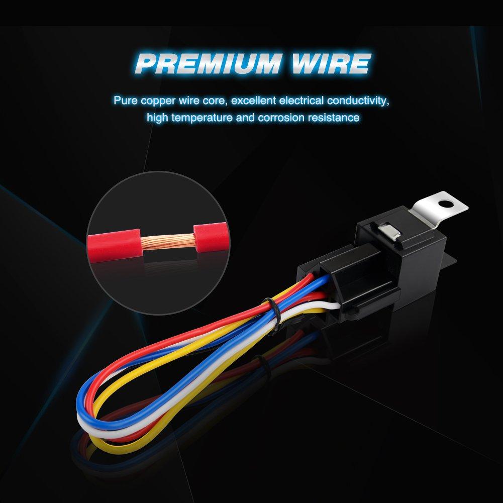 imageNilight 50003R Automotive Set 5Pin 3040A 12V SPDT with Interlocking Relay Socket and Wiring Harness5 Pack 2 Years Warranty5Pin Relay  harness socket
