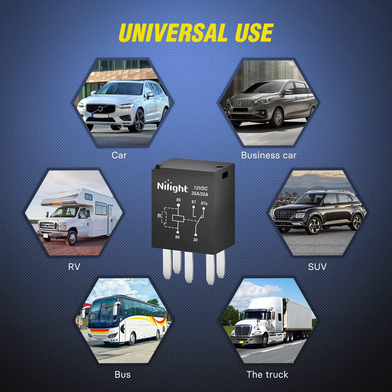 imageNilight 50003R Automotive Set 5Pin 3040A 12V SPDT with Interlocking Relay Socket and Wiring Harness5 Pack 2 Years Warranty5Pin Relay