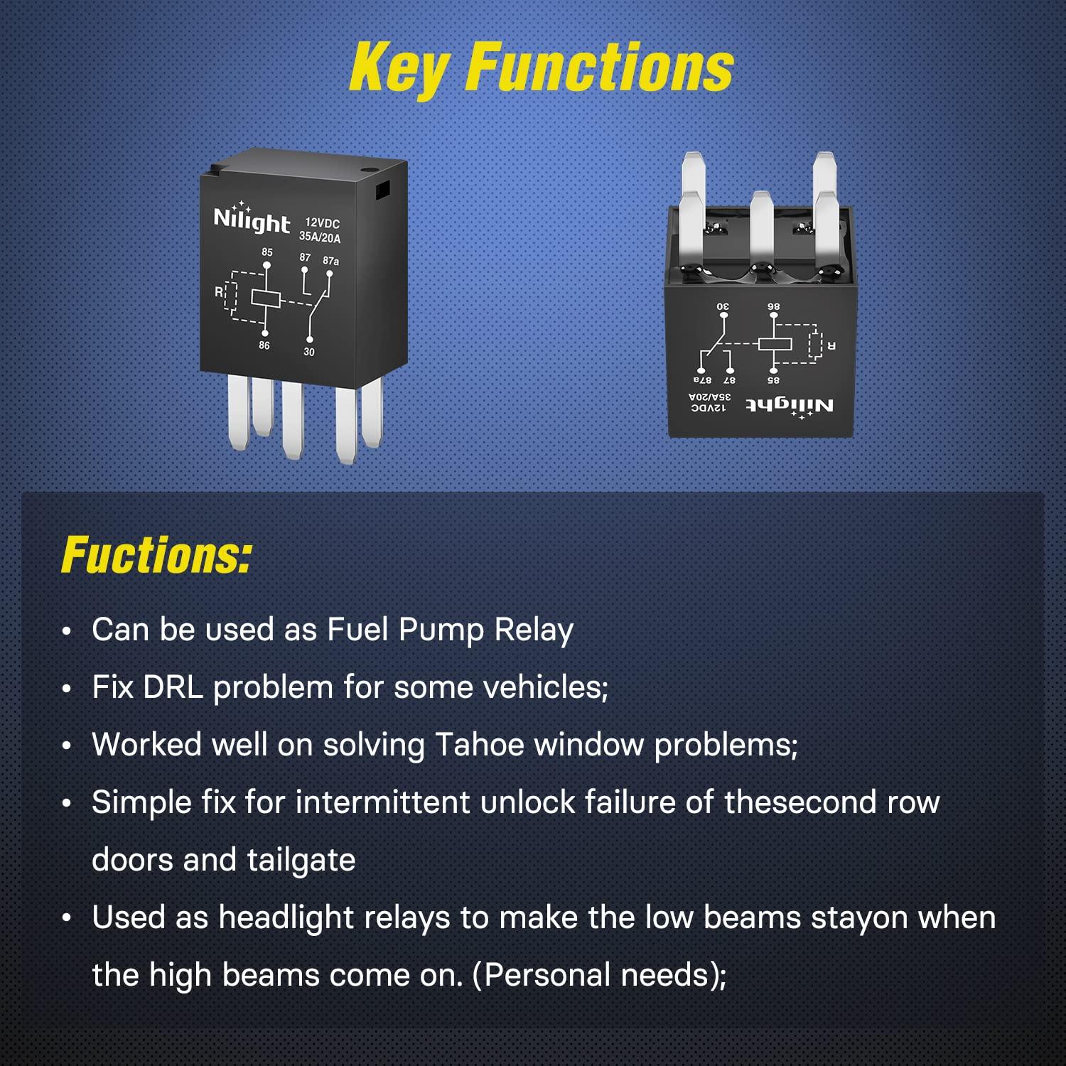imageNilight 50003R Automotive Set 5Pin 3040A 12V SPDT with Interlocking Relay Socket and Wiring Harness5 Pack 2 Years Warranty5Pin Relay