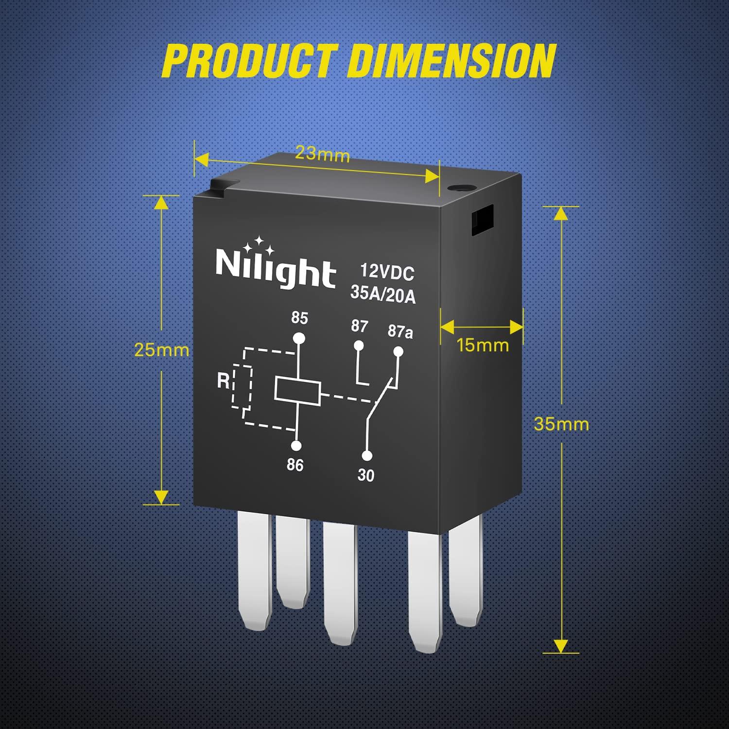 imageNilight 50003R Automotive Set 5Pin 3040A 12V SPDT with Interlocking Relay Socket and Wiring Harness5 Pack 2 Years Warranty5Pin Relay